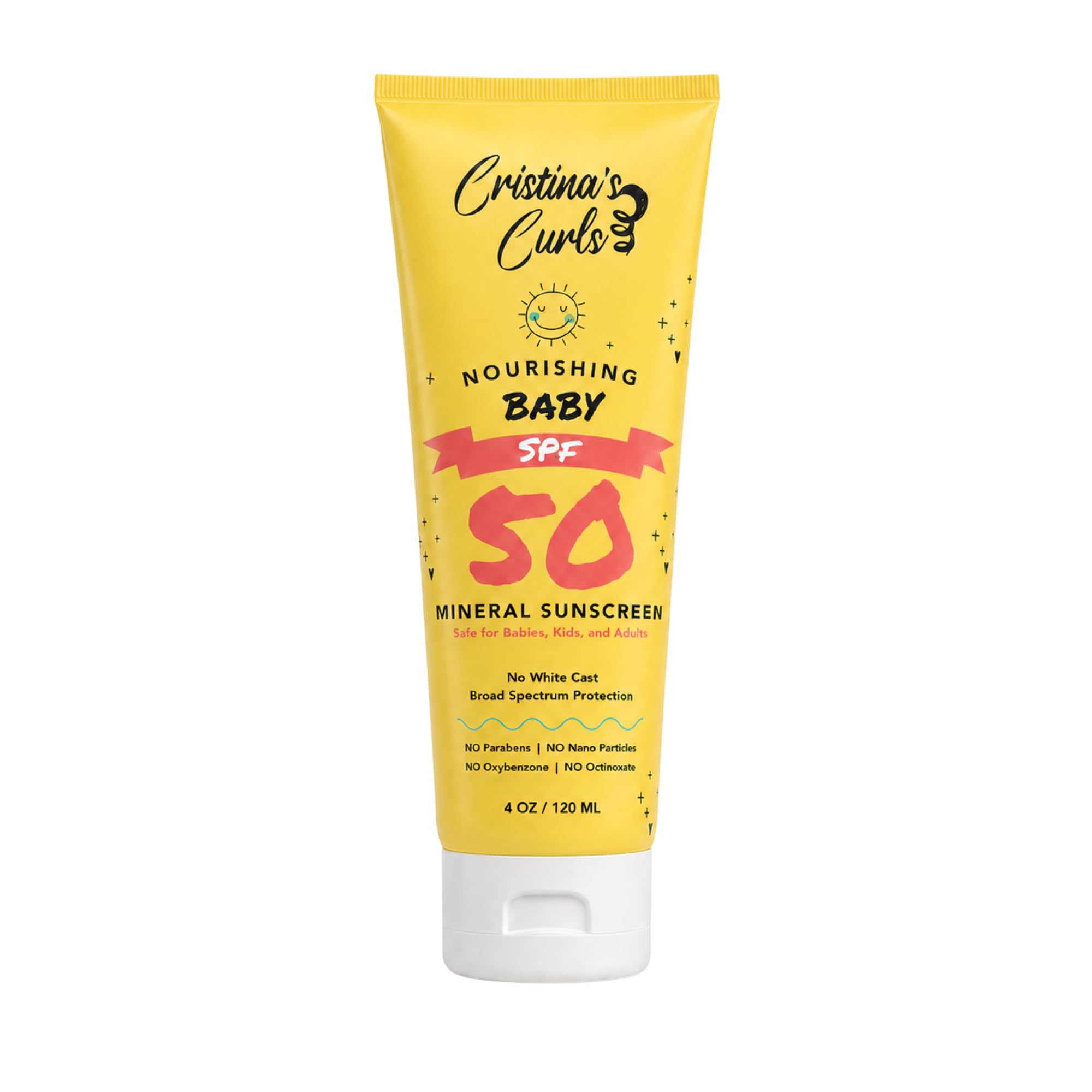 Cristinas Curls Baby & Kids SPF 50 Mineral Sunscreen with Zinc Oxide  No White Cast, PlantBased Formula with Broad Spectrum P