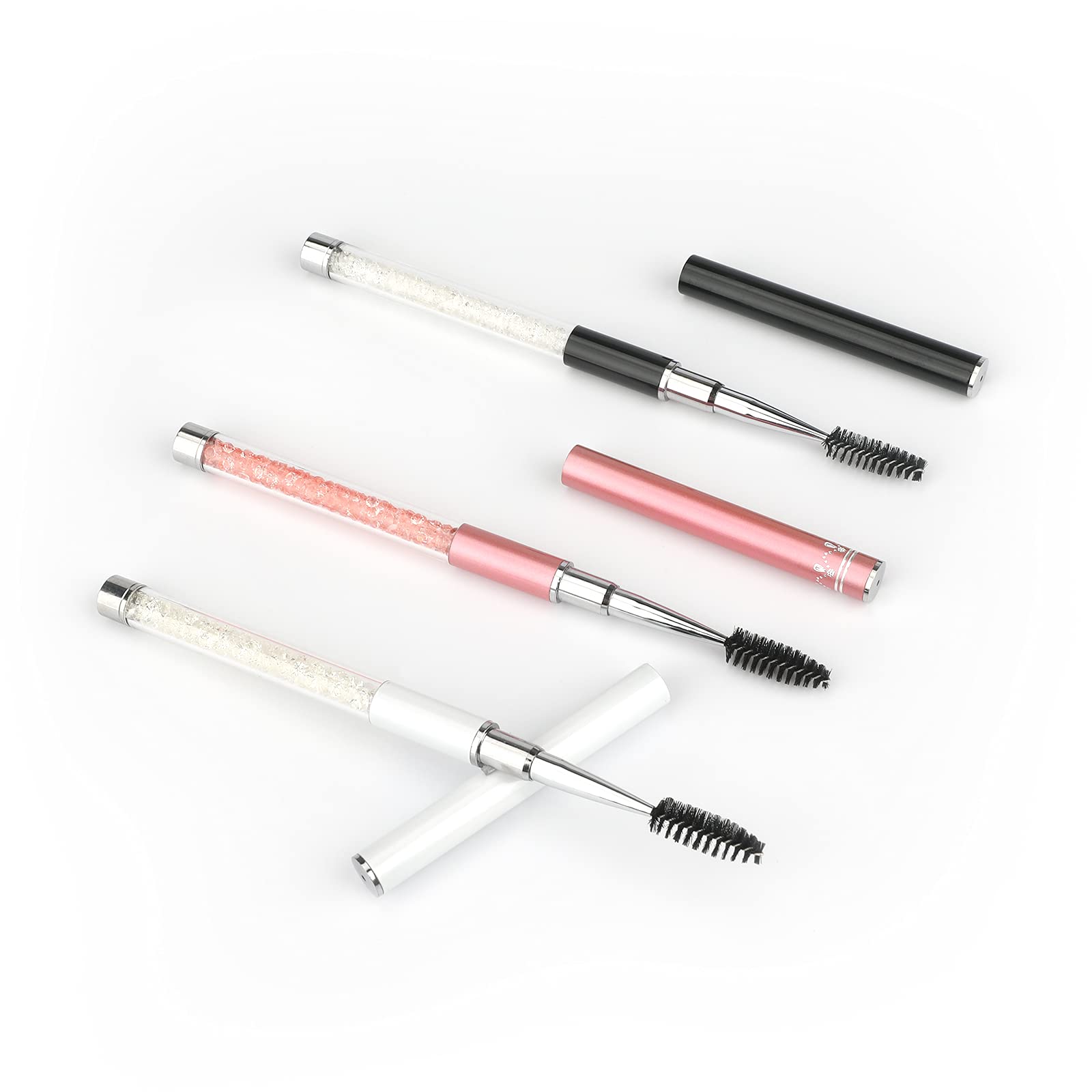 G2Plus 3Pcs Eyelash Brushes With Cap, Eye Brow Brush, Eyelash Mascara Brushes Wands Applicator Makeup Tools For Travel