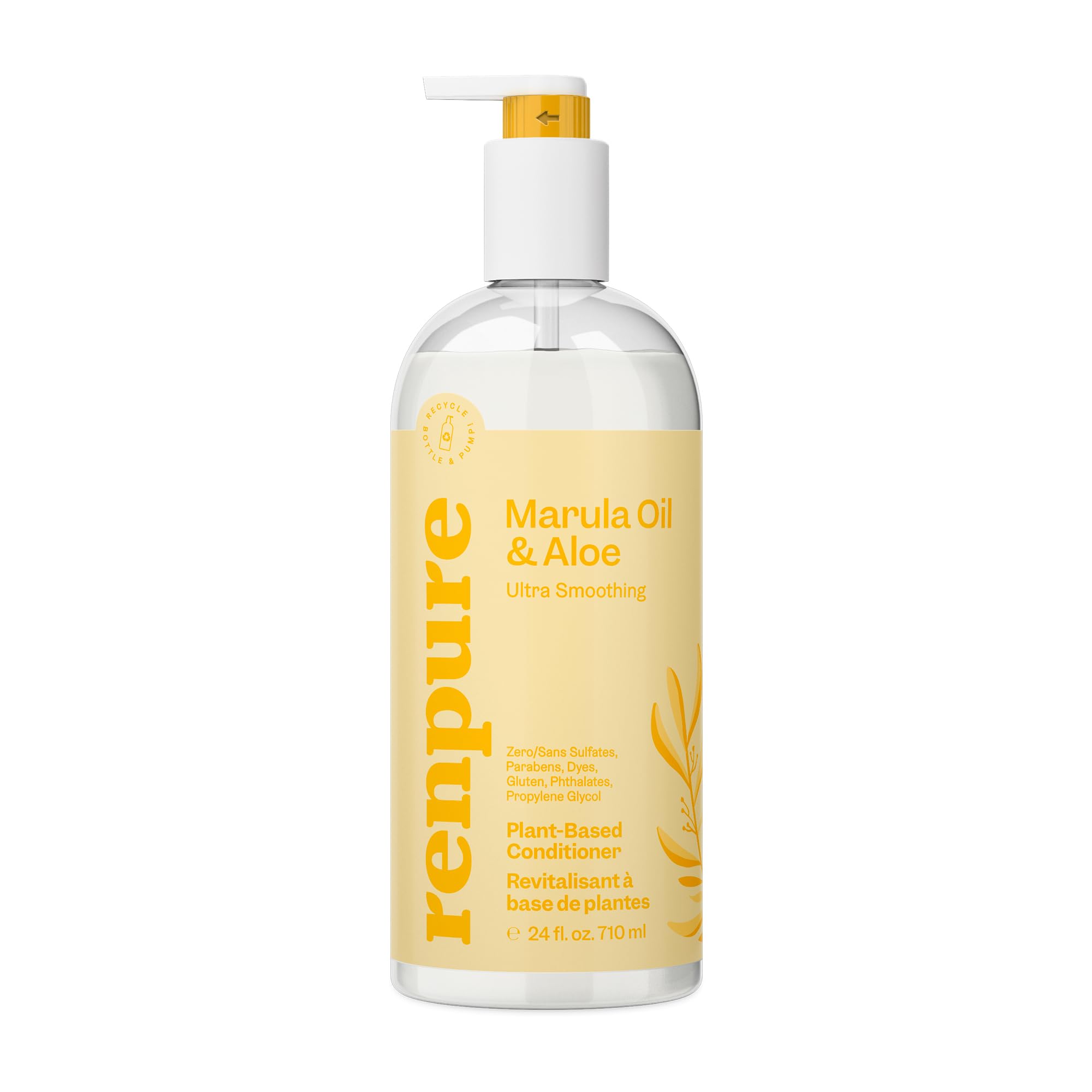 Renpure Plant Based Marula Oil And Aloe Ultra Smoothing Conditioner - Ideal For Dry, Frizzy Hair - Leaves Hair Hydrated - Gentle