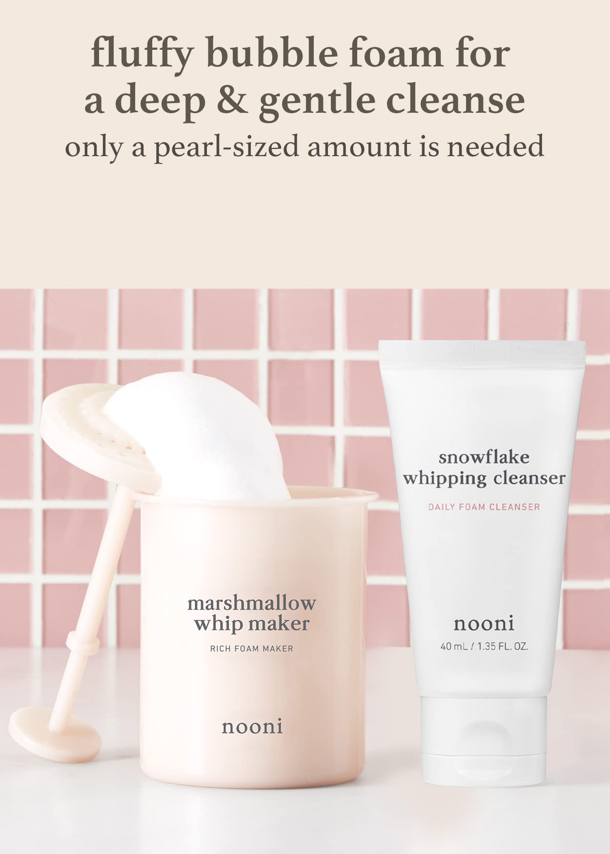 Nooni 2-In-1 Much Needed Facial Cleansing Kit - Whip Maker  Face Cleanser Gift, Gift Set, Foam Maker, Remove Impurities, Daily R
