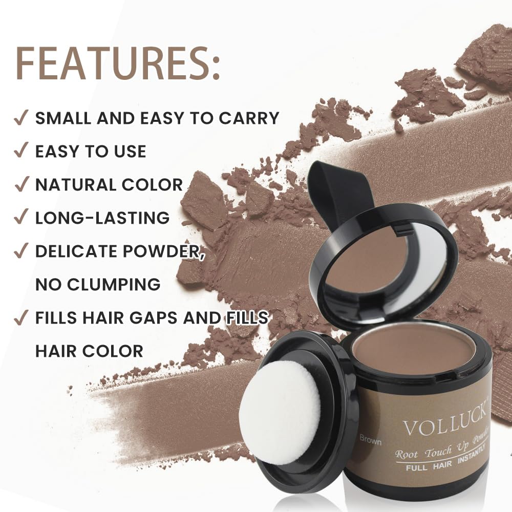 Volluck Hairline Powder For Women & Men - Hair Shadow Concealer For Touch-Up, Root Cover, Bald Spots, Eyebrows (0.35 Ounce, Ligh
