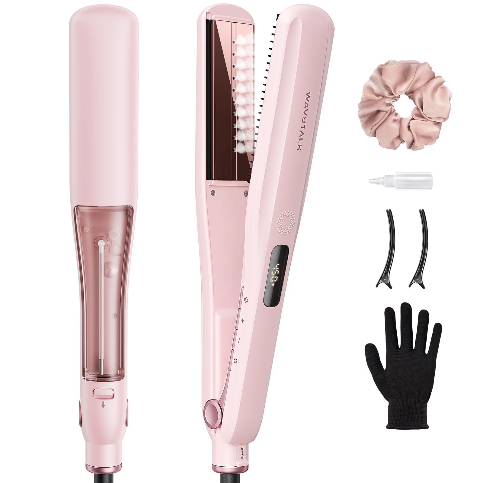 Wavytalk Steam Hair Straightener, Steam Sesh, Steam Reduces Damage, Nourishes Hair & Expedites Straightening, 1.38'' Nano Titani