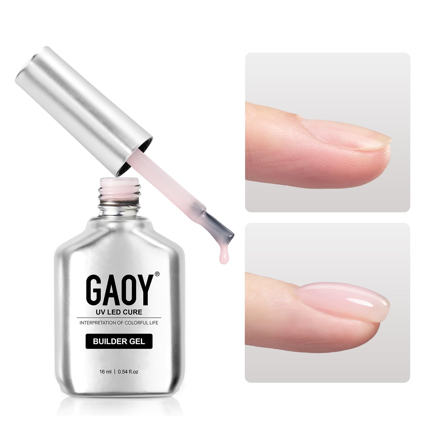 GAOY Builder Gel for Nails, 16ml Nail Strengthener in a Bottle, Nail Extension Hard Gel, Soak Off Long Lasting UV Gel, 1726 Baby