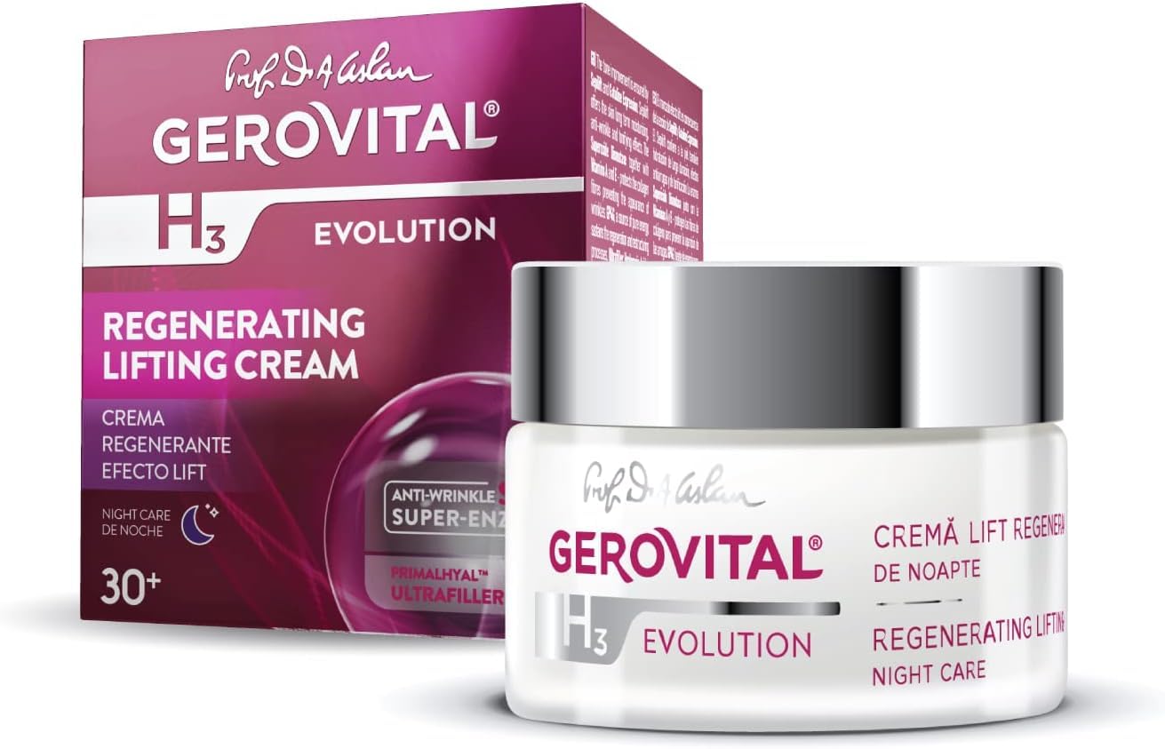 Gerovital EVOLUTION Regenerating Lifting Cream Night Care with Superoxide Dismutase SOD (Anti-Aging Super Enzyme), Ultrafiller H