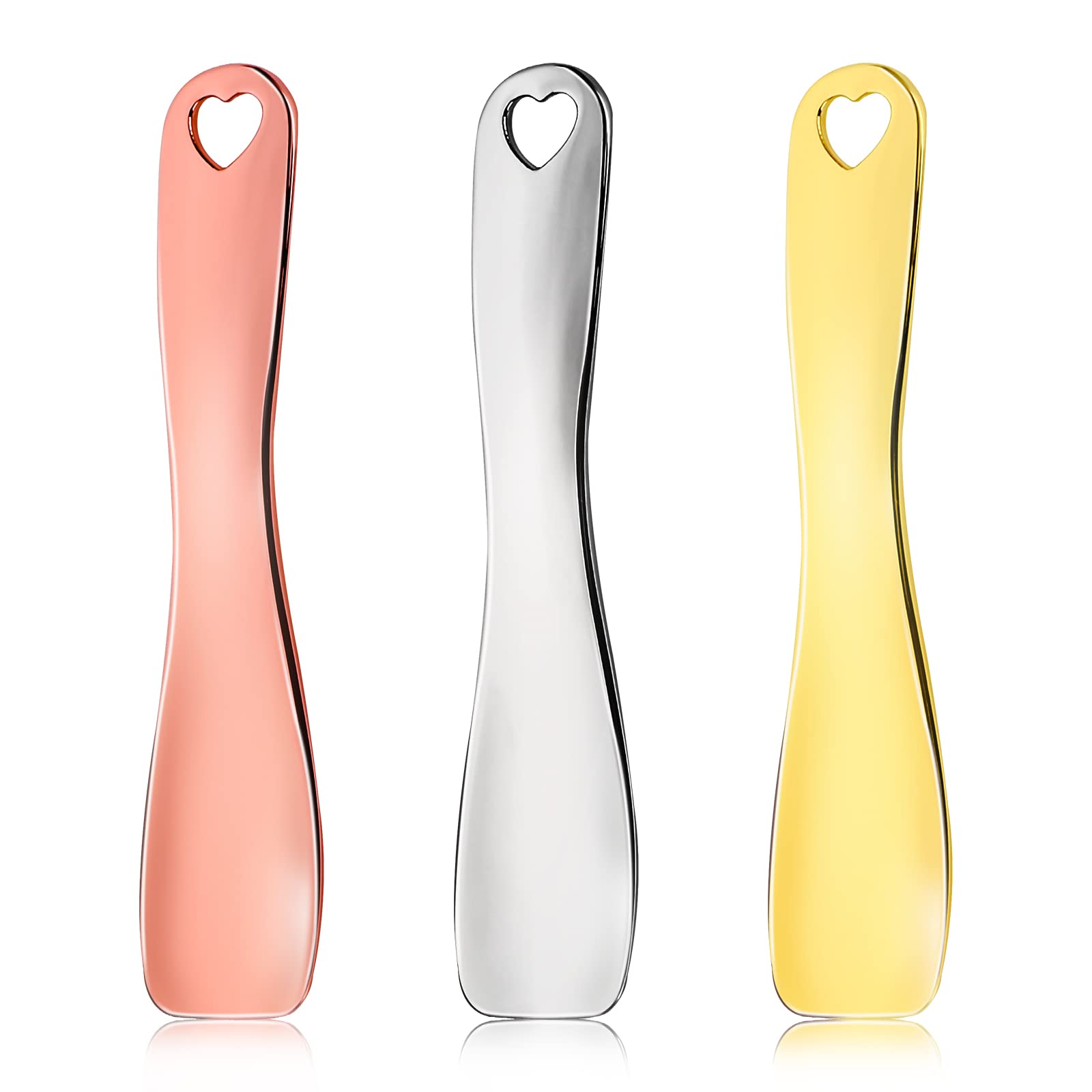 WLLHYF 3 PCS Metal Cosmetic Spoon Skincare Spatula Stick Applicator Beauty Spa Mini Spoon Skin Care Facial Cream Mask Scoop Make