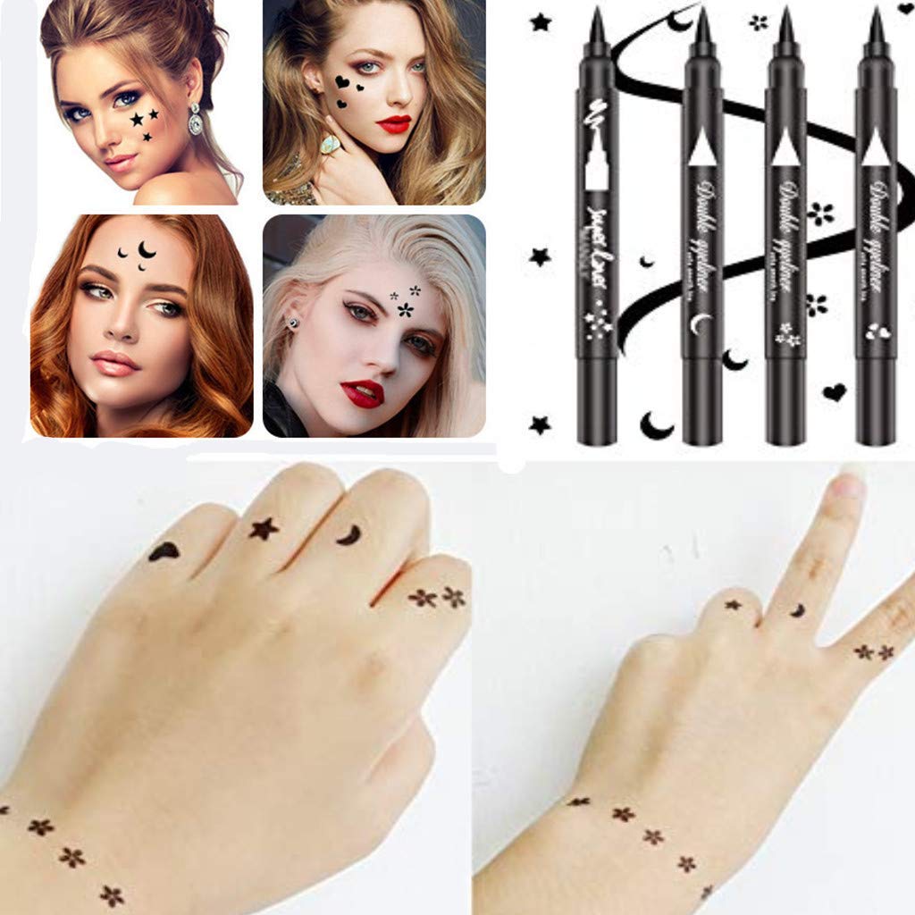 Lgszgdcn Double-Headed Eyeliner Stamp Winged,Waterproof And Smudge Proof 4 Pens Eyeliner Stamp. Perfect Wing Cat Eye Stamp, Long