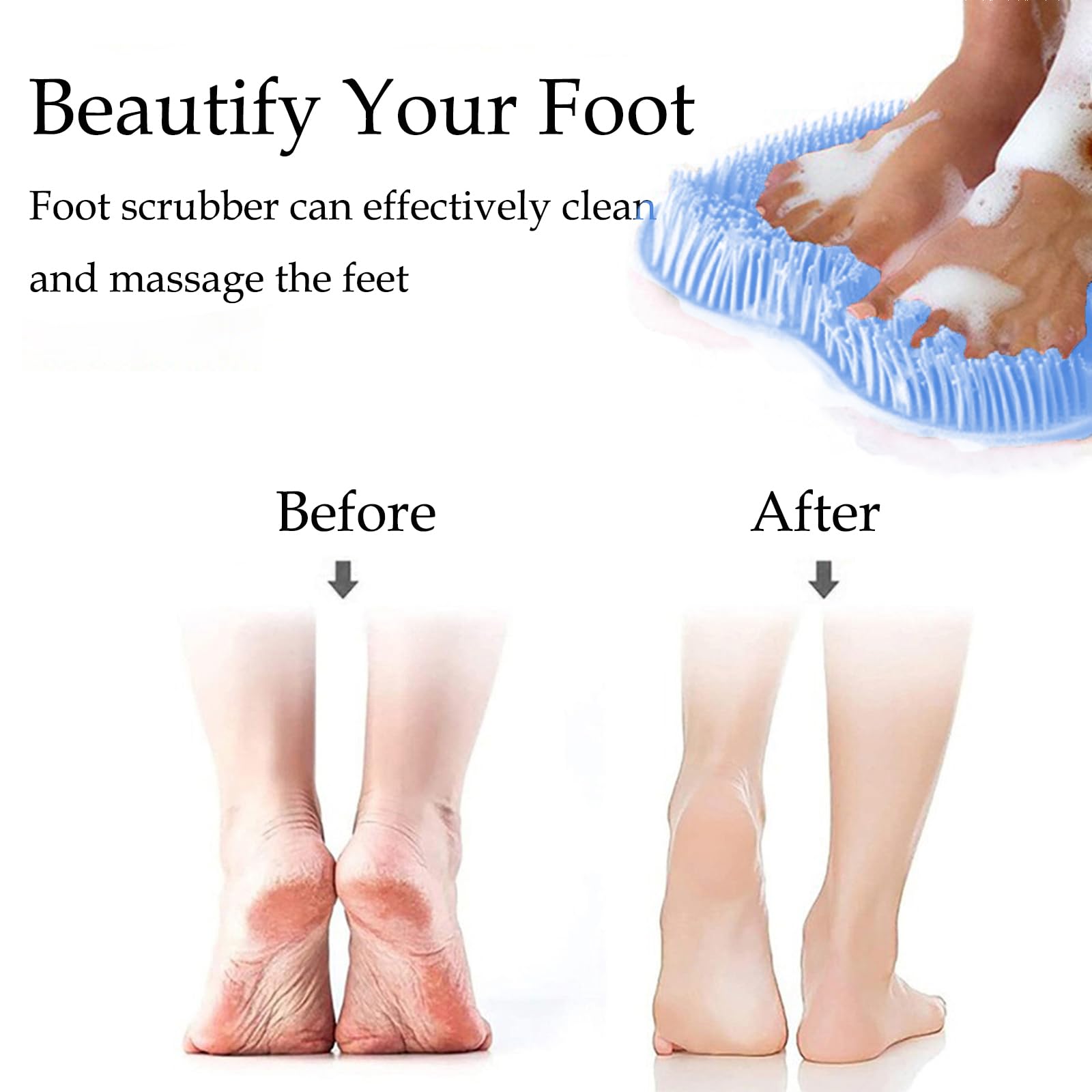Shower Foot And Back Scrubber Mat,Wall Mounted Shower Foot Scrubber With Suction Cups,Exfoliating Silicone Massage Foot Cleaner
