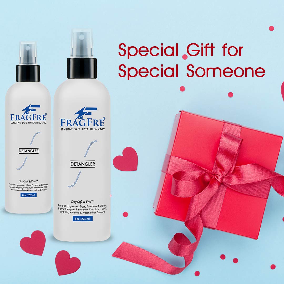 FRAGFRE Detangler 8 oz (2-Pack Gift Set) - Fragrance Free Hypoallergenic Parabens Free - Hair Detangler Leave-in Conditioner for