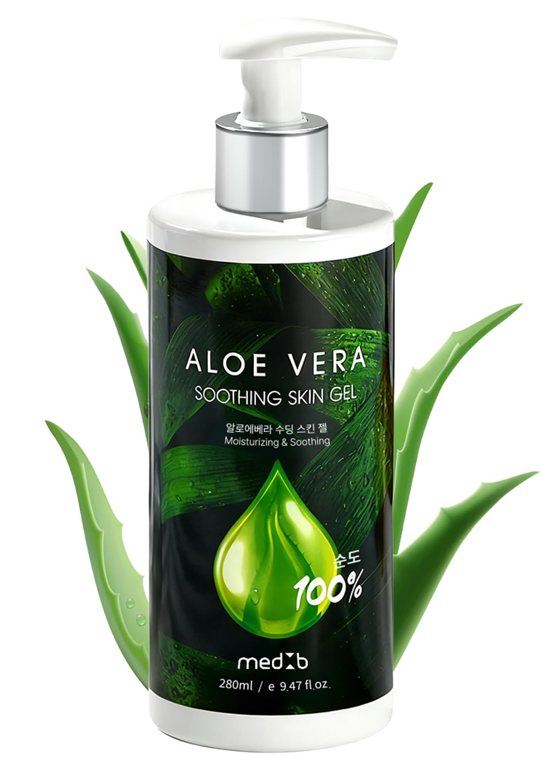 MEDB Pure Aloe Vera Gel for Face, Skin & Hair, 9.4 Fl Oz