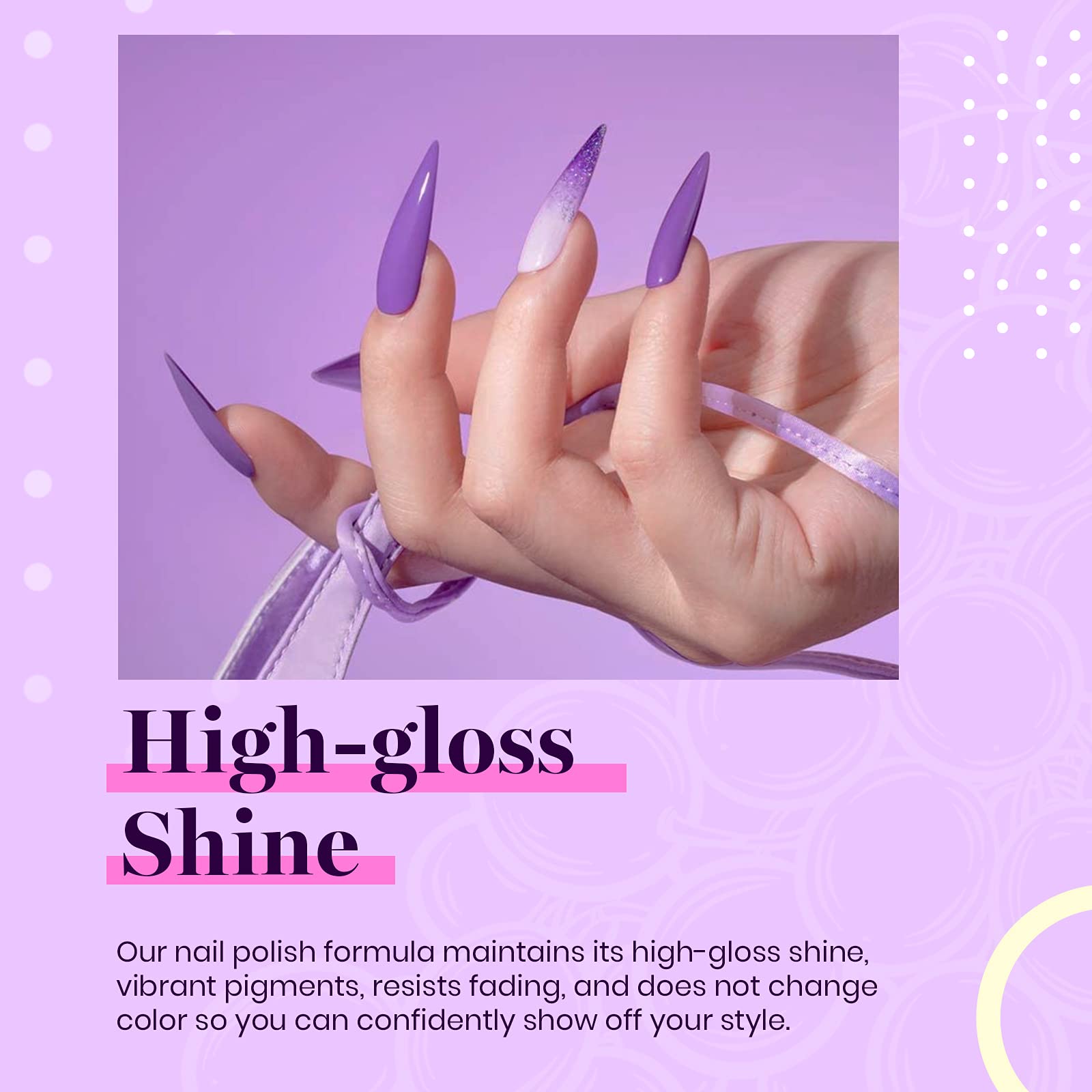 Beetles Purple Gel Nail Polish Set, 6 Colors Gel Polish Purple Glitter Pastel Pink Lavender Nail Polish Soak Off U V Led Gel Nai