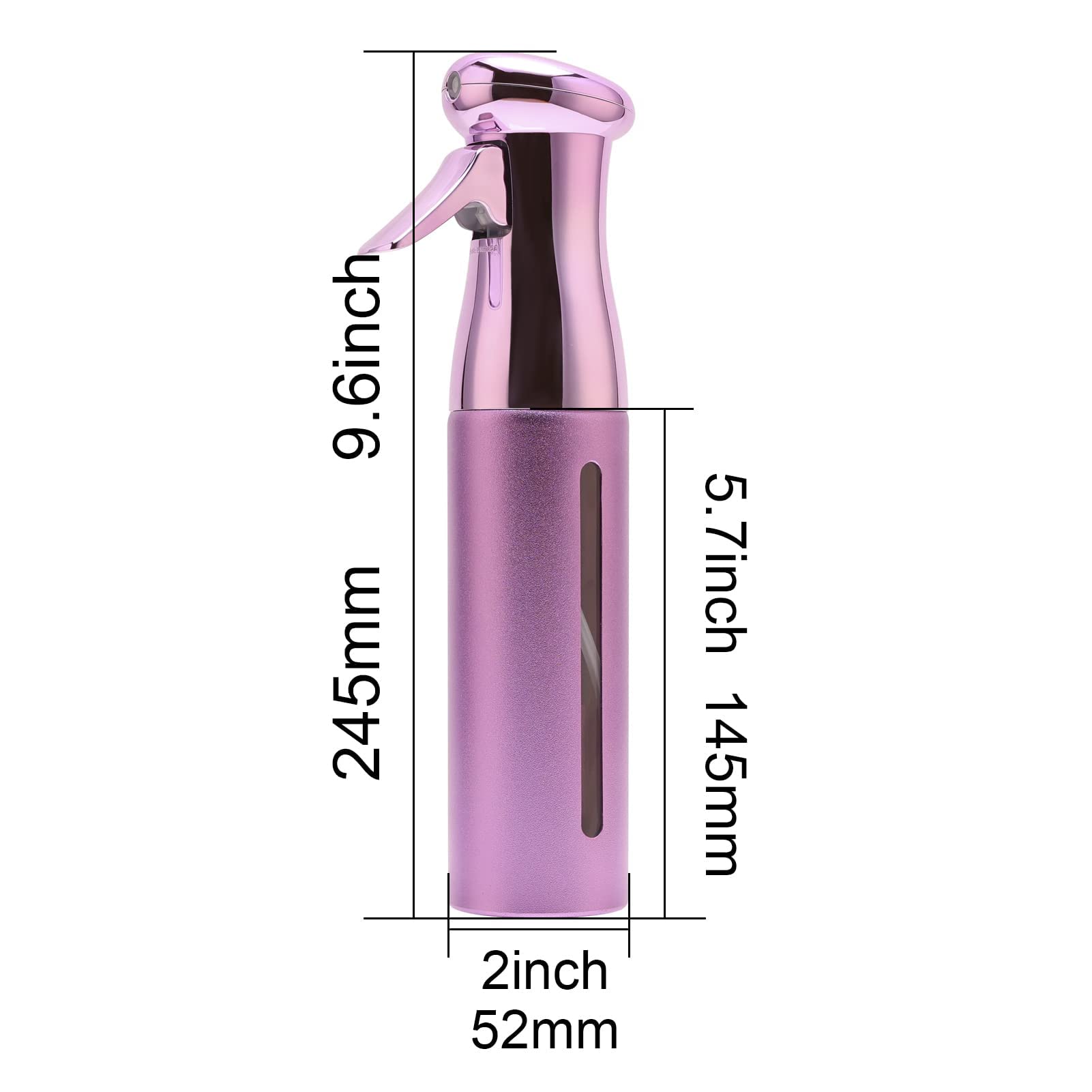 Salon Style Hair Spray Bottle, Fine Mist Continuous Spray Bottle | 10 Oz Luminous Aerosol Free Water Sprayer For Hairstyling, Pl