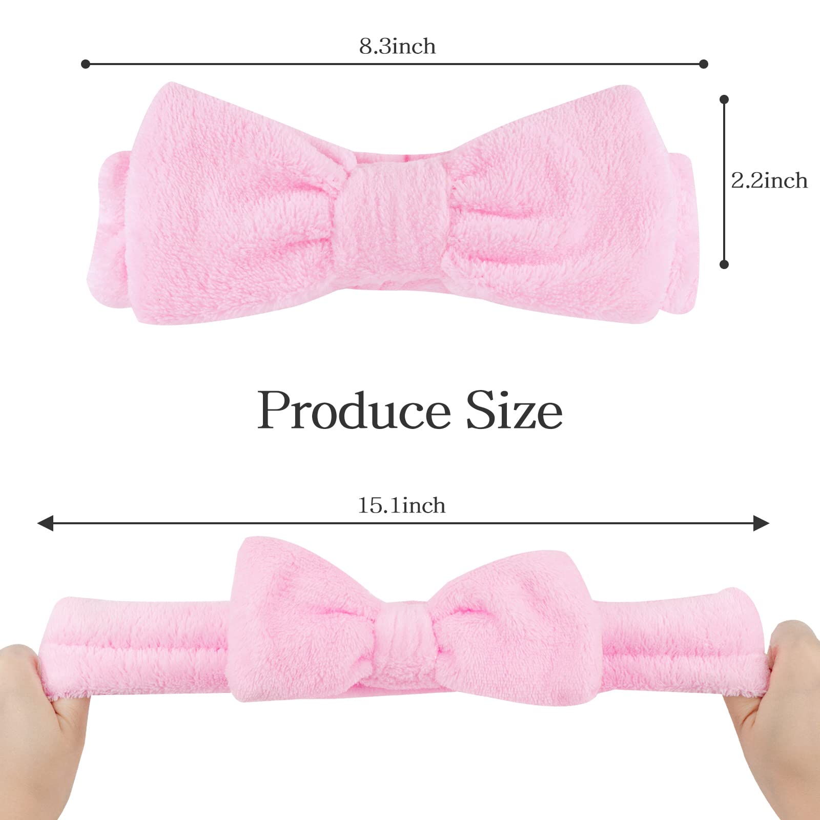 6 Pcs Fluffy Spa Headbands With Bow Style, Soft Coral Fleece For Face Washing, Makeup, Shower, And Yoga