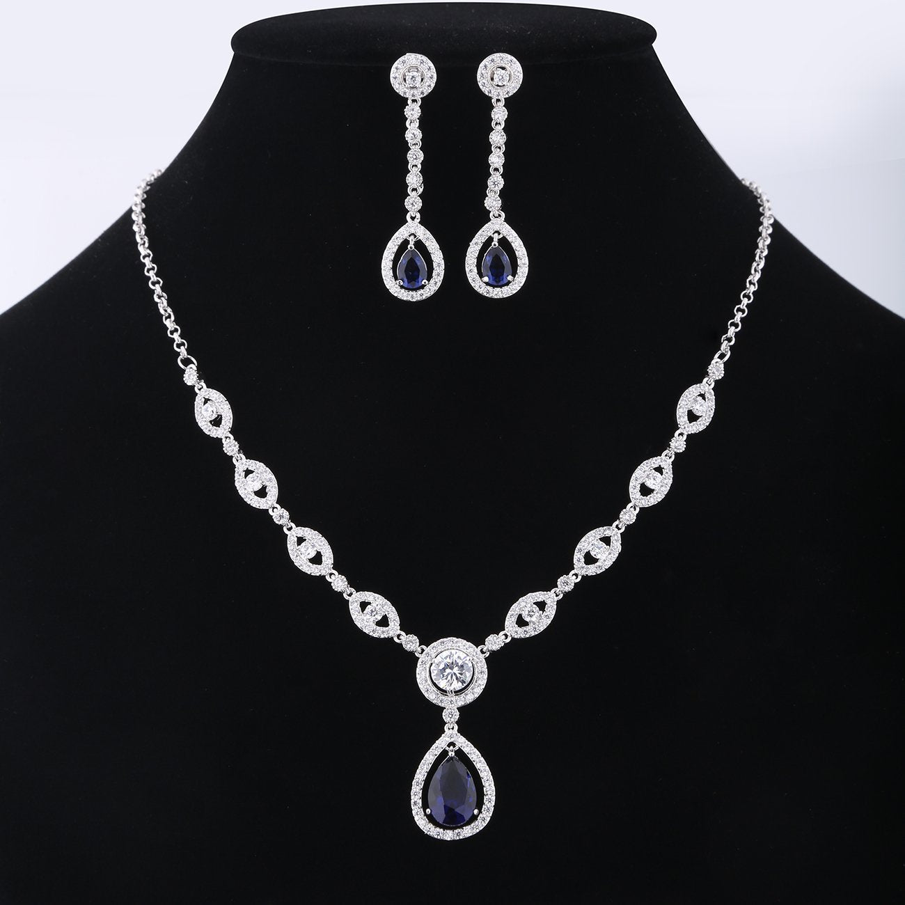 GULICX AAA Cubic Zirconia CZ Women's Party Jewelry Set Fashion Earrings Pendant Necklace Set Silver Tone