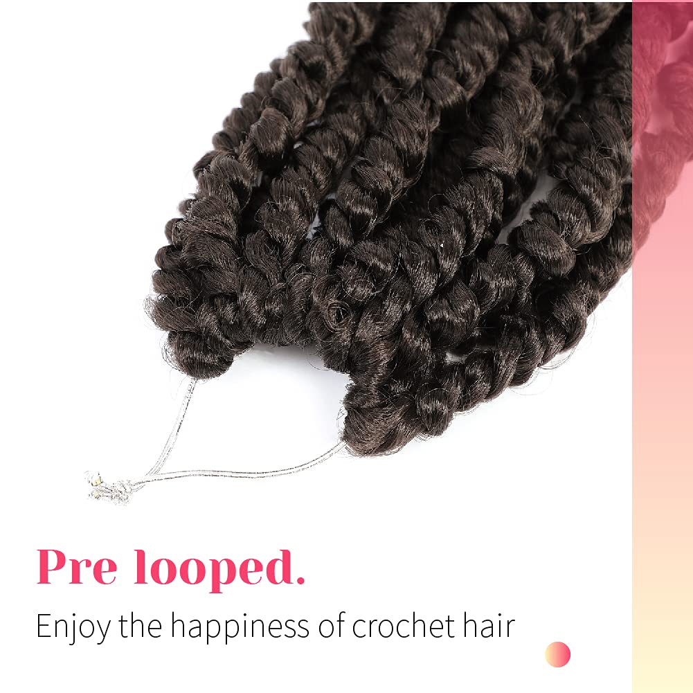 The BOHOBABE Pre-twisted Passion Twist Crochet Hair 6 Inch Short Pre-looped Crochet Passion Twist Braiding Hair 8 Packs (4#)