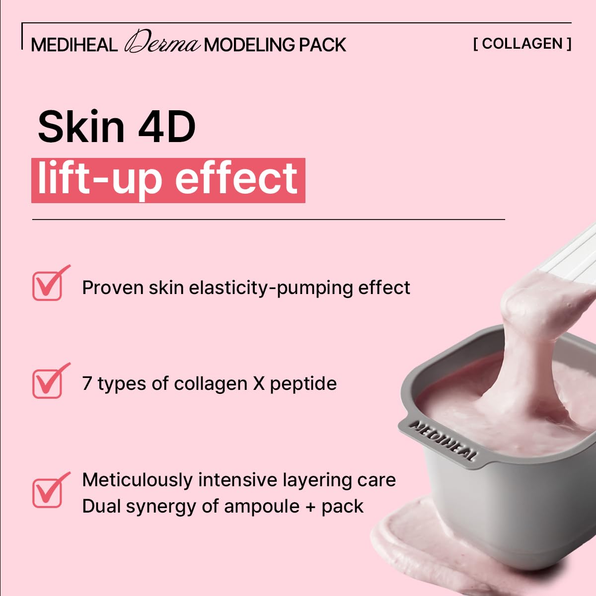 Mediheal Derma Modeling Pack (Collagen) - Filling Elasticity For Glow Skin - Easy DIY Home Spa Kits, Hydrating Icy Jelly Mask Fo