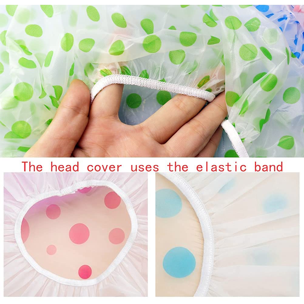 Large Shower Caps, 3 Pcs Waterproof Bath Caps Plastic Reusable Shower Caps Elastic Band Bath Hair Hat For Women Ladies