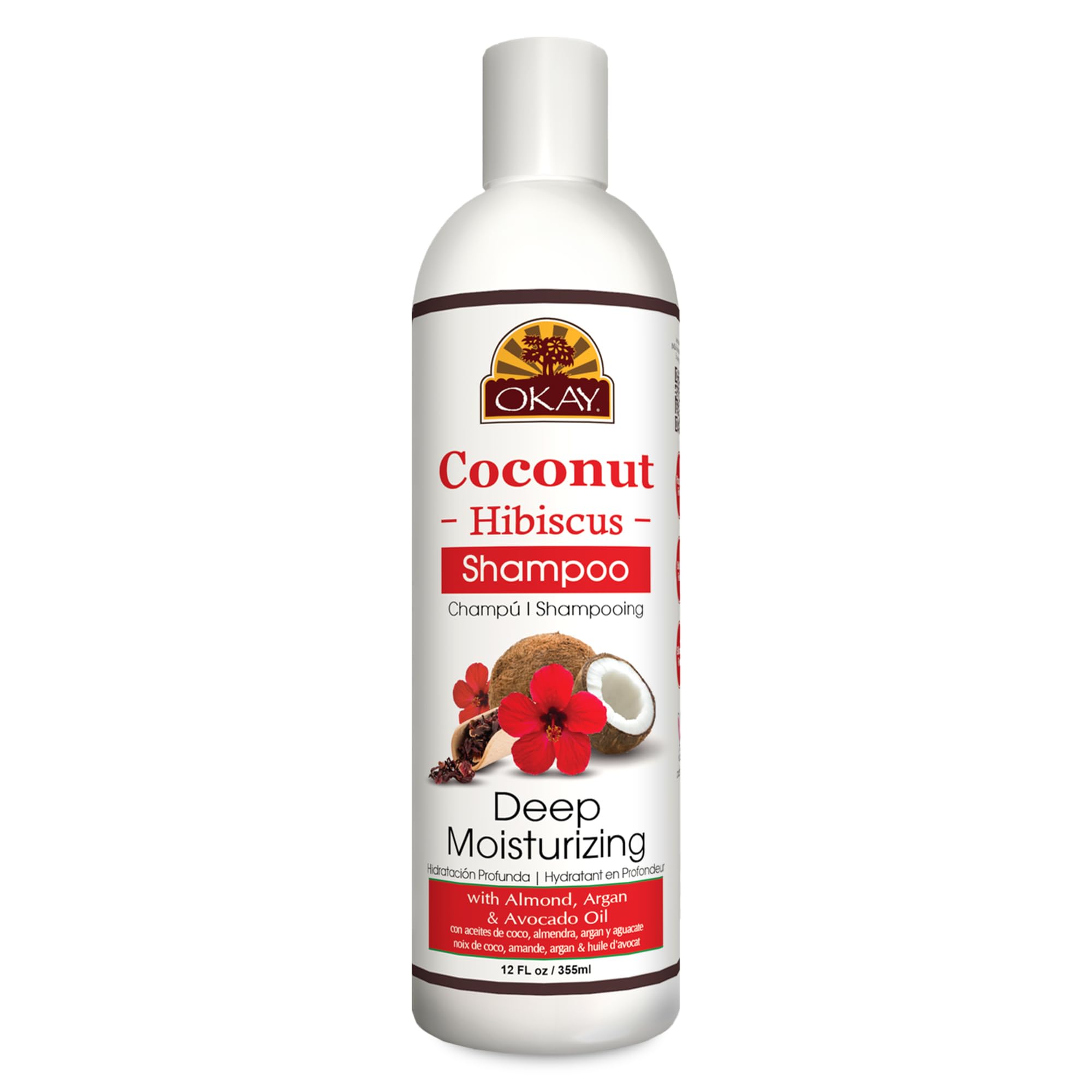 OKAY | Coconut Hibiscus Shampoo | For All Hair Types & Textures | Restore, Rehydrate, Strengthen Hair | With Almond, Argan & Avo