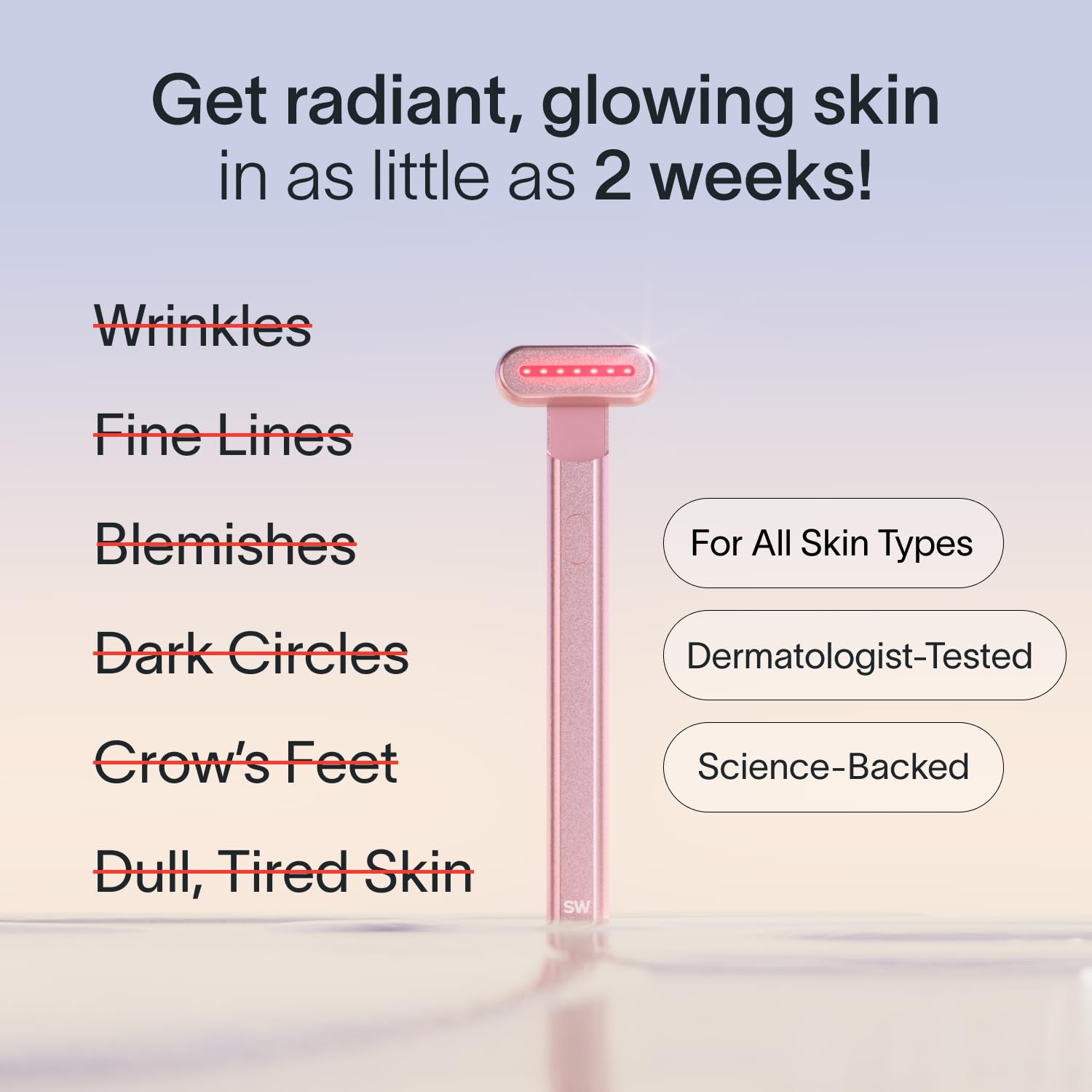 Solawave 4-in-1 Radiant Renewal Wand, Face Skincare Wand with Facial Massager, Facial Wand (Rose Gold)