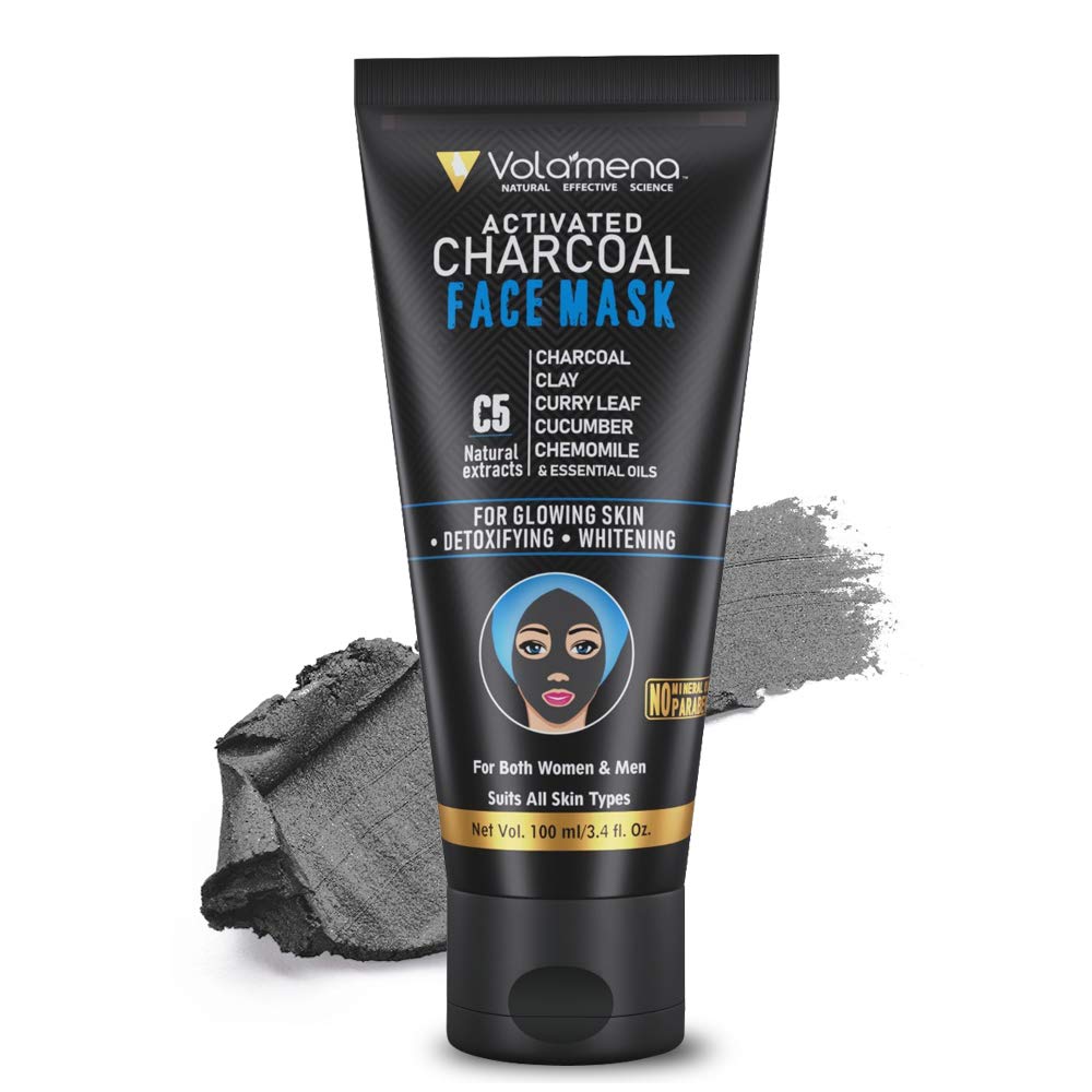Volamena Activated Charcoal C5 Face Mask For Tan Removal | Deep Cleansing Skin For Women & Men 100 Ml
