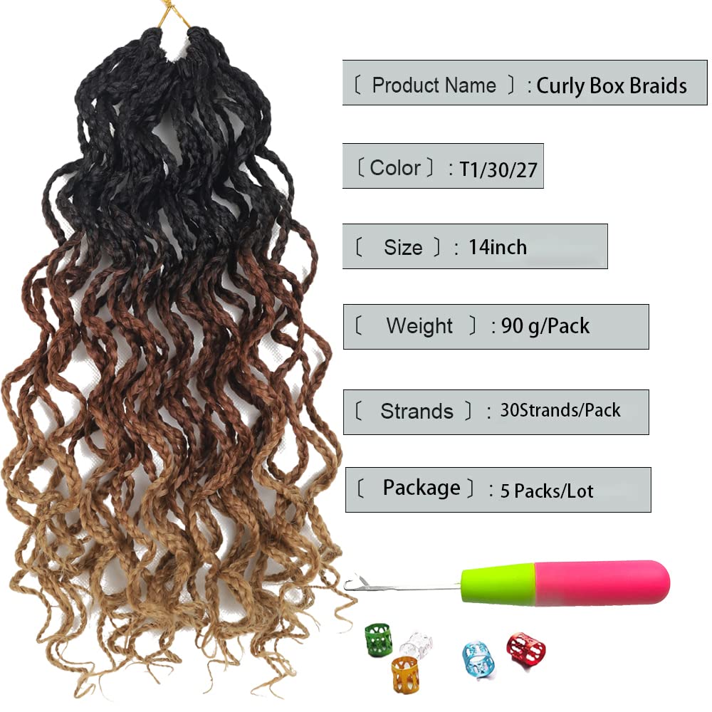 150 Strands Goddess Box Braids Crochet Braids Hair Pre Lopped With Curly Braids Synthetic Kanekalon Braiding Hair 14 Inch 5Packs