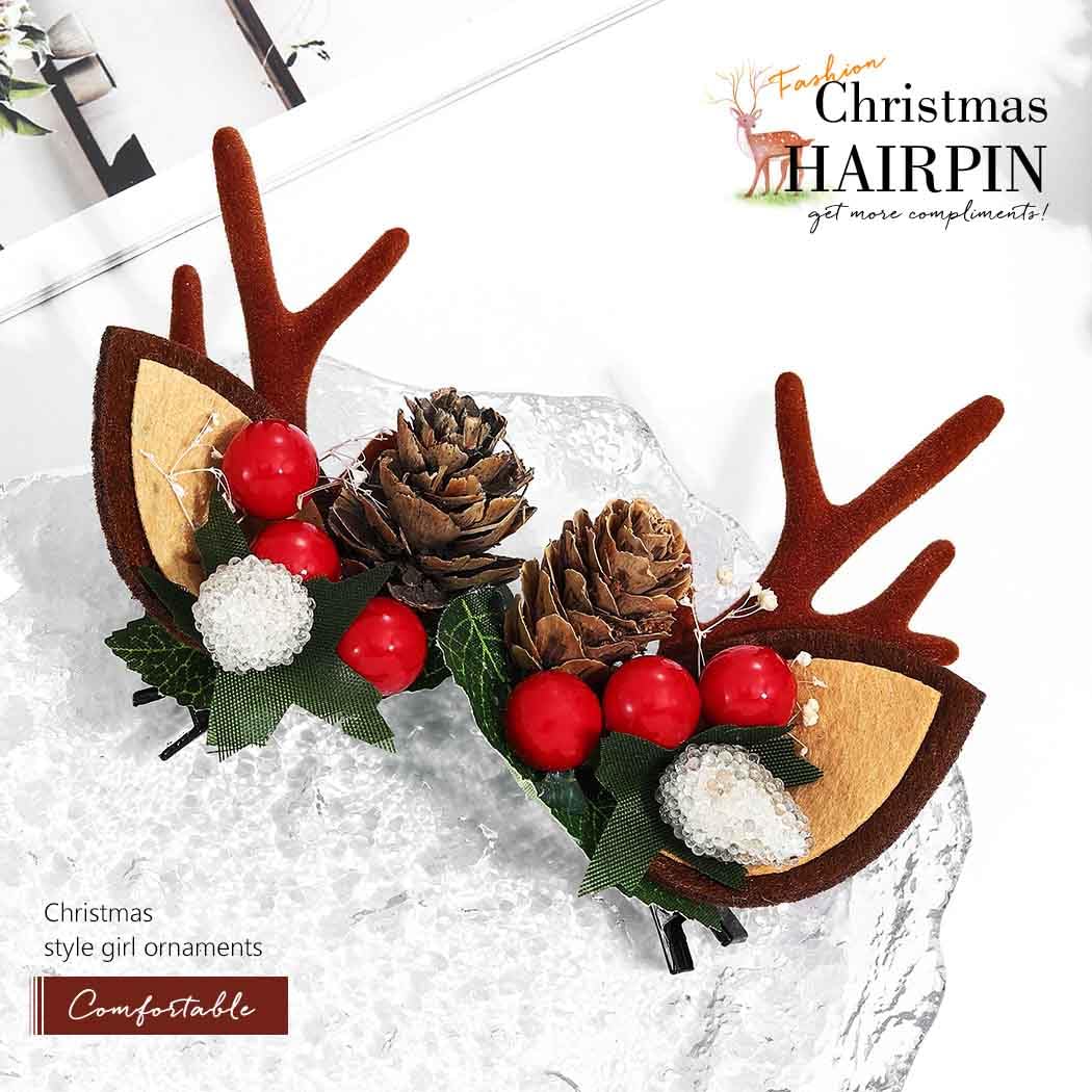 Bartosi Christmas Hair Clips Reindeer Antlers Xmas Hairpins Deer Antler Hair Clip Decorative Christmas Party Hair Accessories Fo