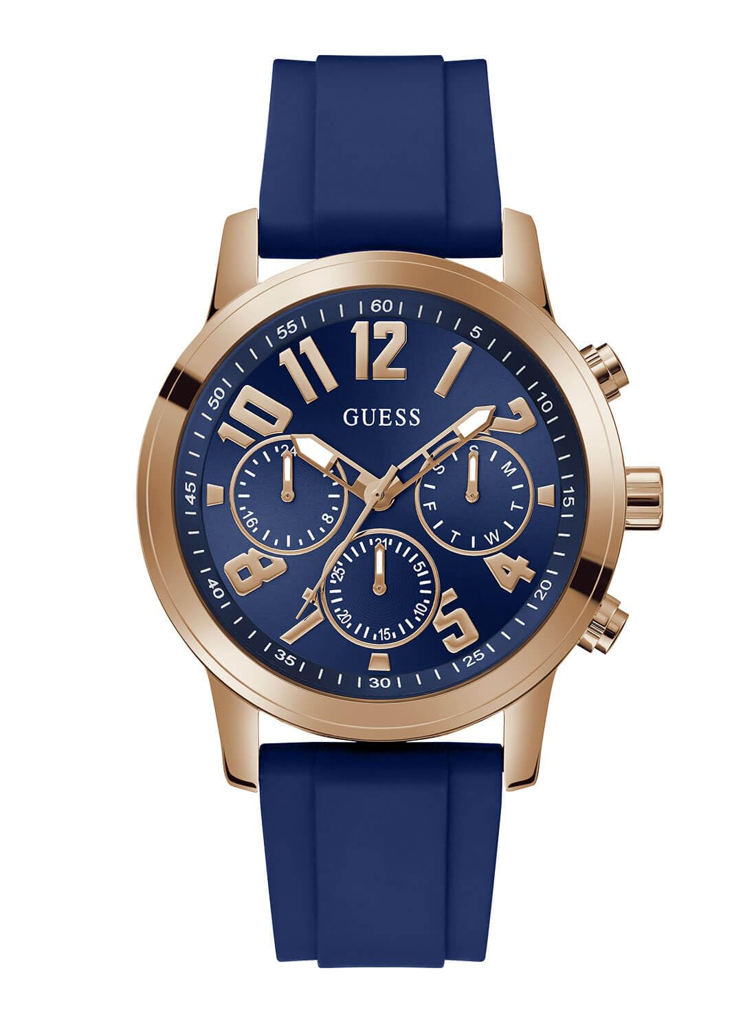 Guess Mens Silicone Analog Blue Dial WatchGw0708G3, Band Color:Blue