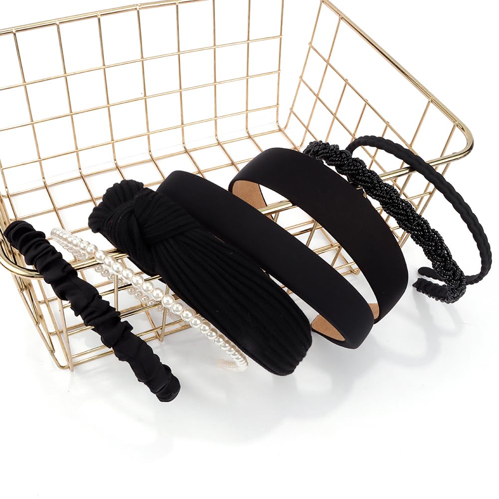 Ahoney 7 Pack Black Headbands For Women Girls Headbands Non Slip Hairbands Cute Hair Accessories Multi-Style Headband Pack Diade