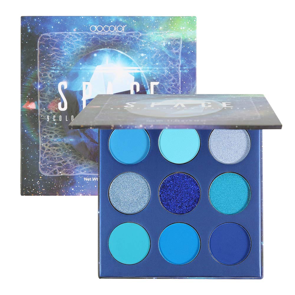 docolor Eyeshadow Palette - 9 Colors Blue - Highly Pigmented Mattes & Shimmers - 0.22 Ounce Waterproof Makeup
