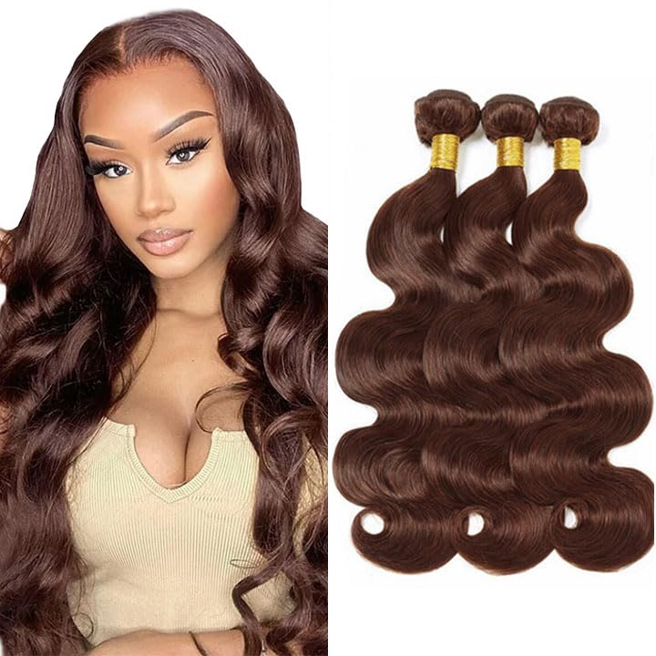 #4 Chocolate Human Hair Bundles Body Wave Bundles 26 28 30 Inch Unprocessed Brazilian Virgin Hair Weave 3 Brown Body Wave Bundle