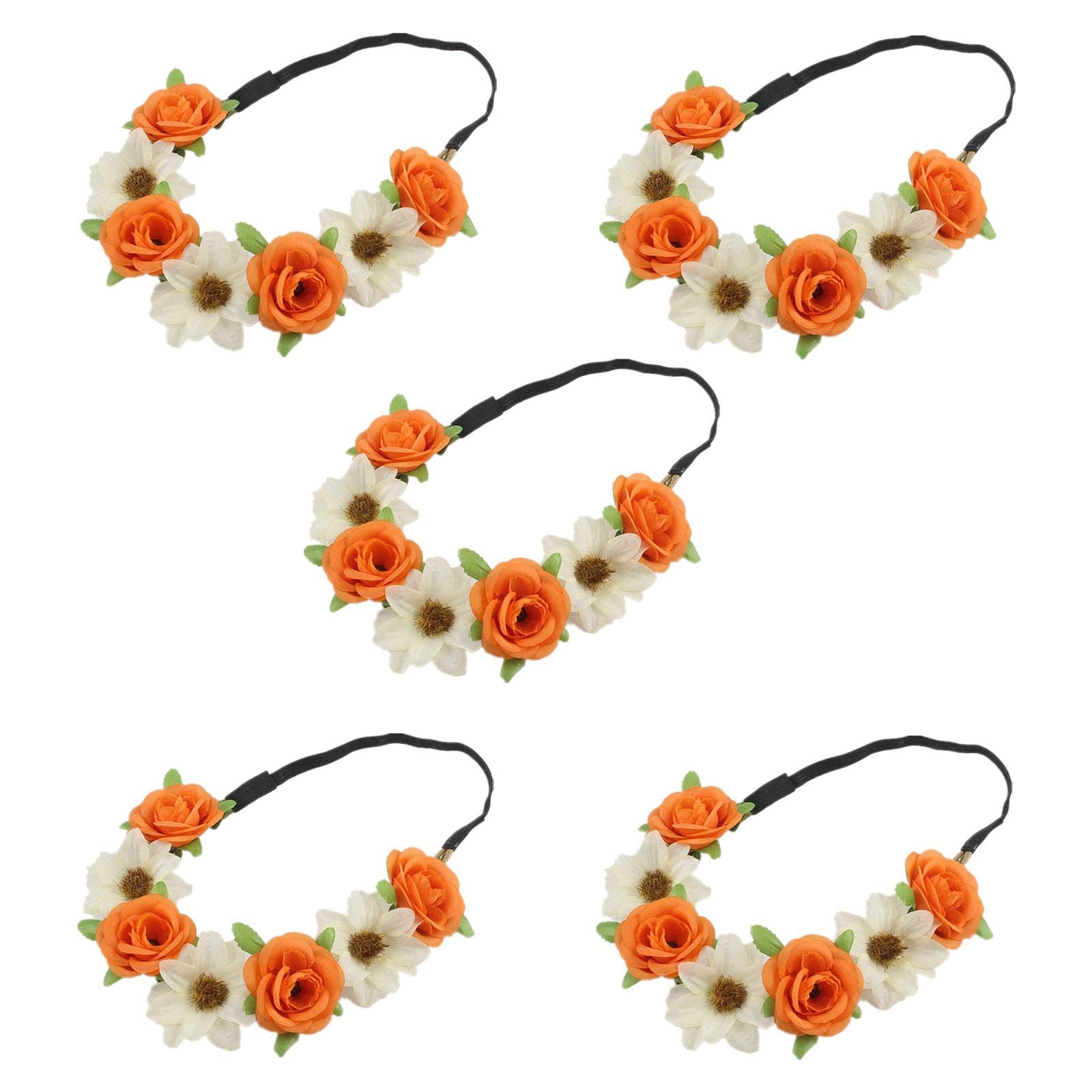 CALANDIS 5Pcs Headdress Flower Crown Bride Headband Wreath for Wedding Orange | Hats & Headwear | Clothing, Shoes & Accessories