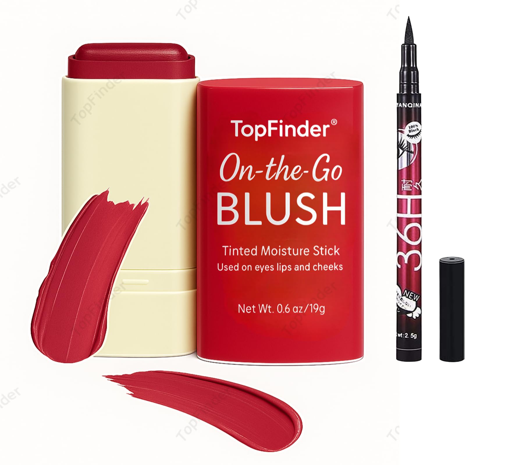 Topfinder On The Go Blush Stick | Blendable & Buildable Tinted, LongLasting | Cream Blush Stick For Cheeks & Lip Tints | Highli