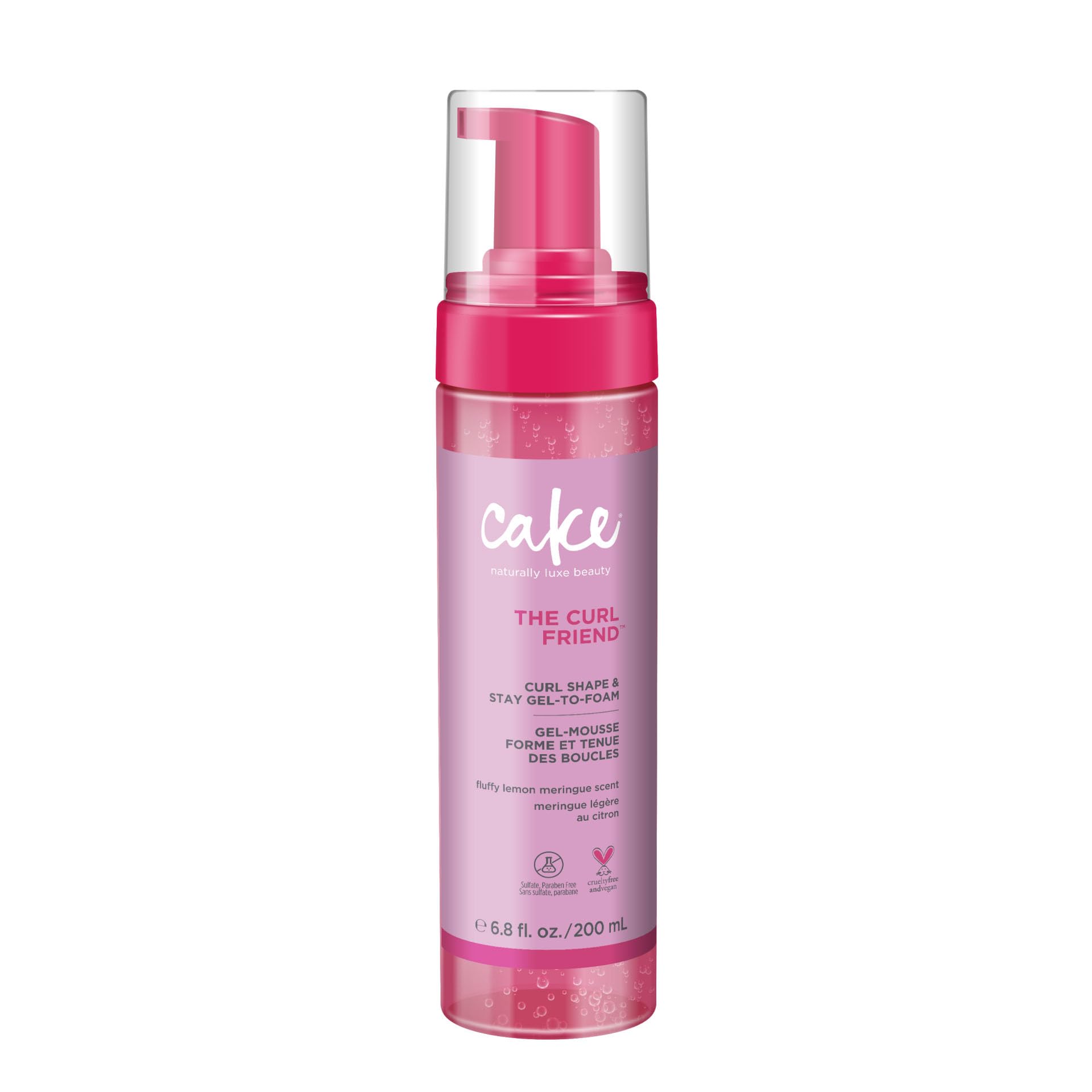 Cake Beauty Gel-to-Foam Styler, The Curl Friend - Volumizing & High Hold Gel to Foam - Flake Free Frizz Control - Infused with C