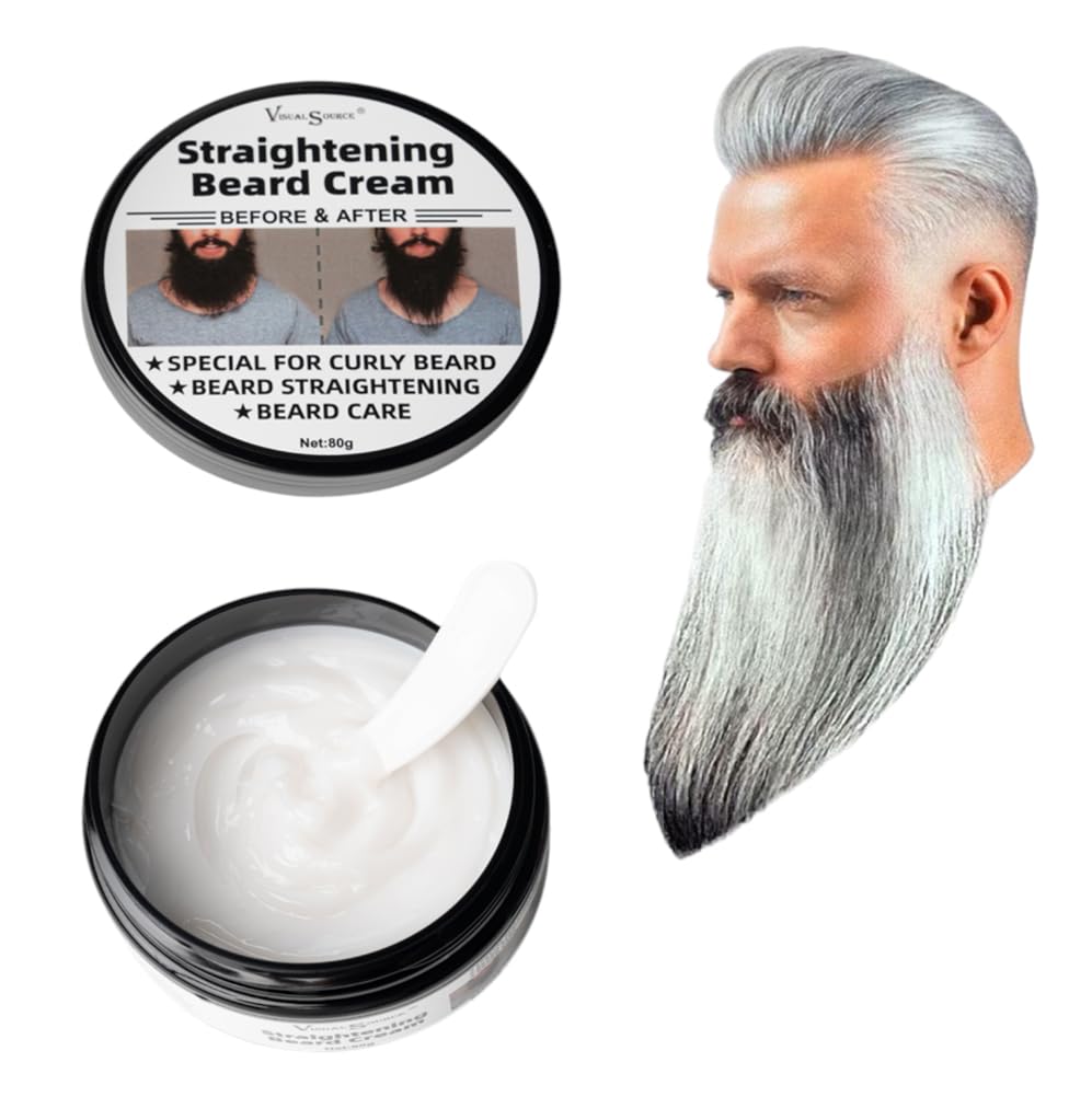 visualsource Straightening Beard Cream, 2.8oz Effective Styling Conditioner Mustache Cream Supplies To Straighten Reducing Frizz