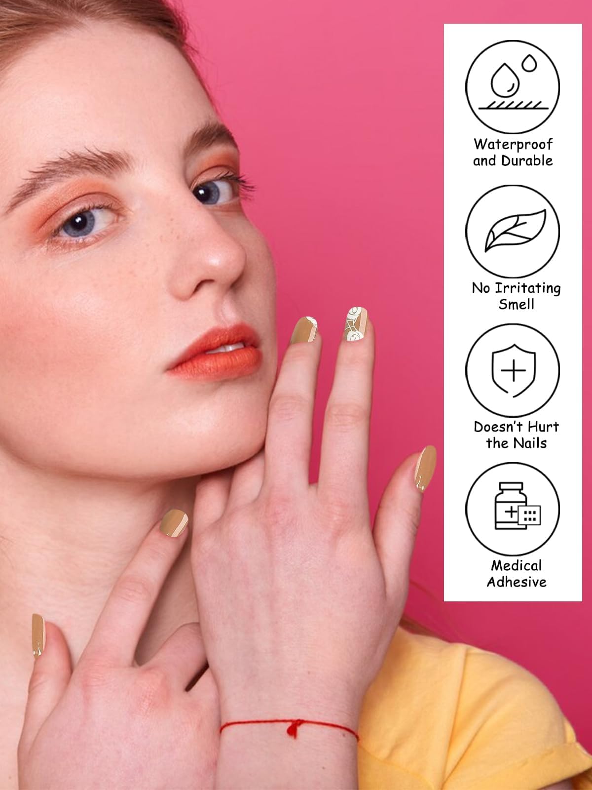 Kalolary Gel Nail Polish Strips, Brown Nail Gel Art Sticker Waterproof Full Nail Wraps Decal Kits For Women, Includes Scissors,