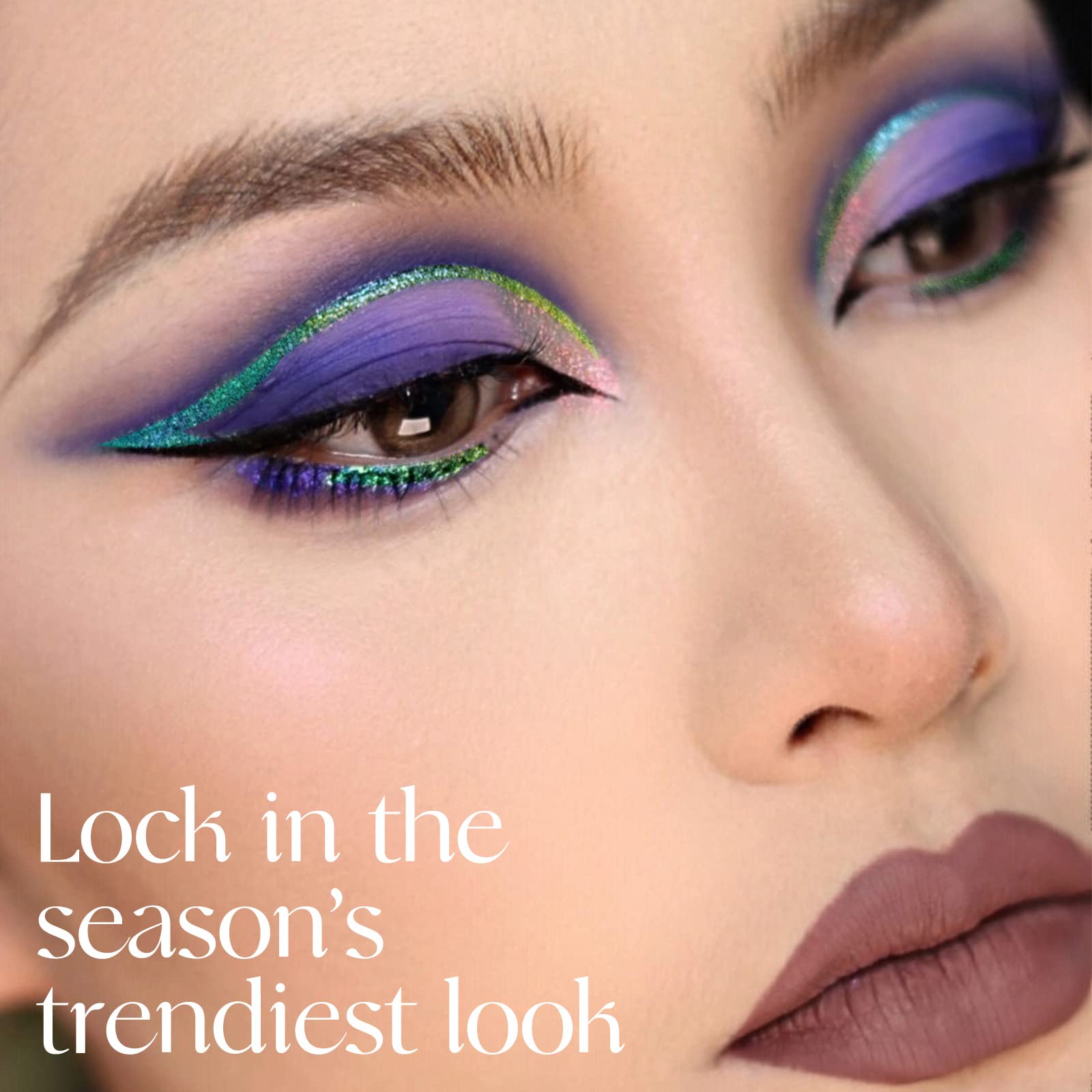 Bepholan Eyeliner Pencil And Eyeshadow Palette,Purple Eyeliner,Blue Purple Shifting Colors Glitter Waterproof Eyeliner Eye Shado