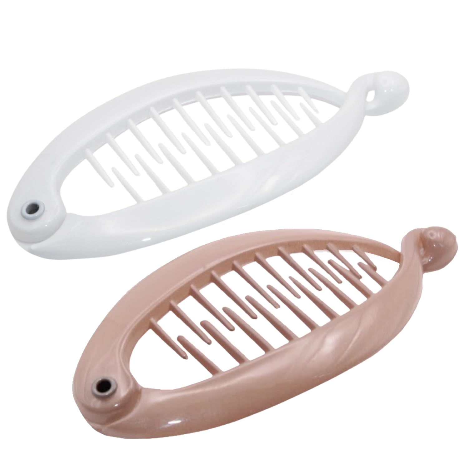 Parcelona French Effortless Mini Set of 2 Celluloid Banana Hair Clip for Fine Hair, Made in France (Blush Pink)