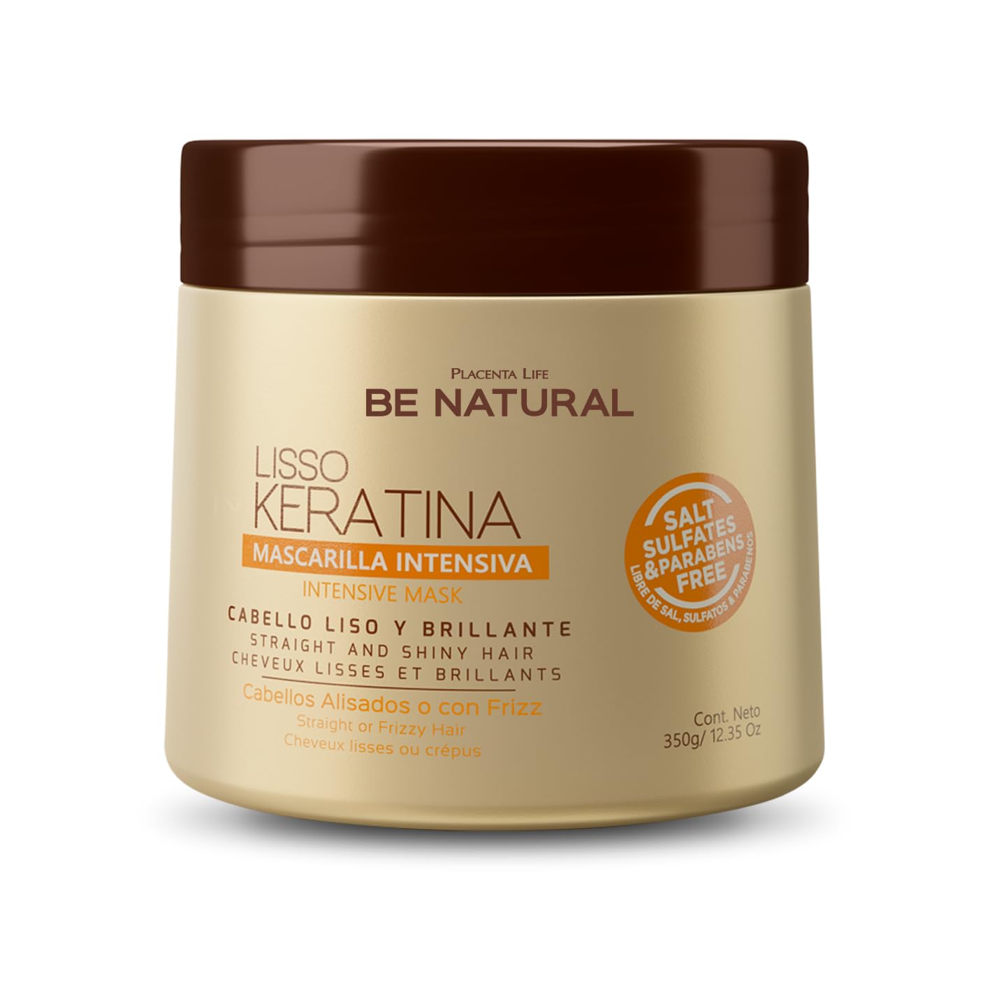 PLACENTA LIFE BE NATURAL LISSO KERATINA Mask with Hydrolyzed Keratin for a Straight and Shiny Hair- No More frizz- Have a perfec