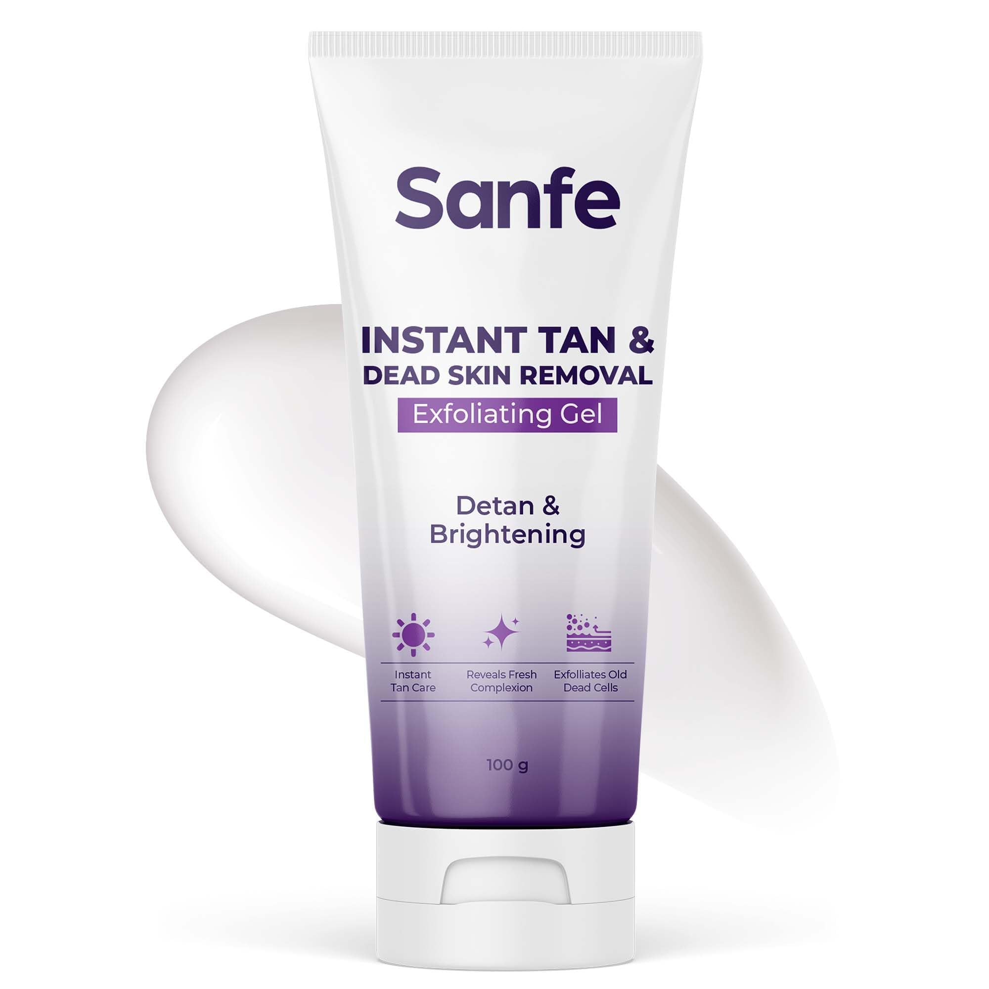 Sanfe Instant Tan & Dead Skin Removal Exfoliating Gel | Visibly Removes Tan | Aha Exfoliation In Minutes | Smooth & Bright Skin 