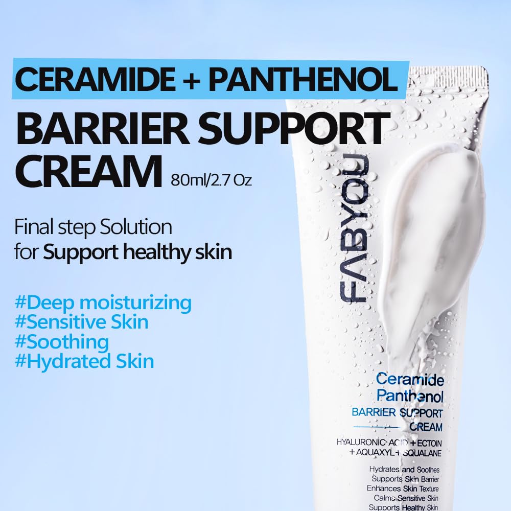 Fabyou Ceramide Panthenol Skin Barrier Support Cream 2.7 Oz - Moisturizing, Barrier Care With 8 Hyaluronic Acids. Non-Sticky, De