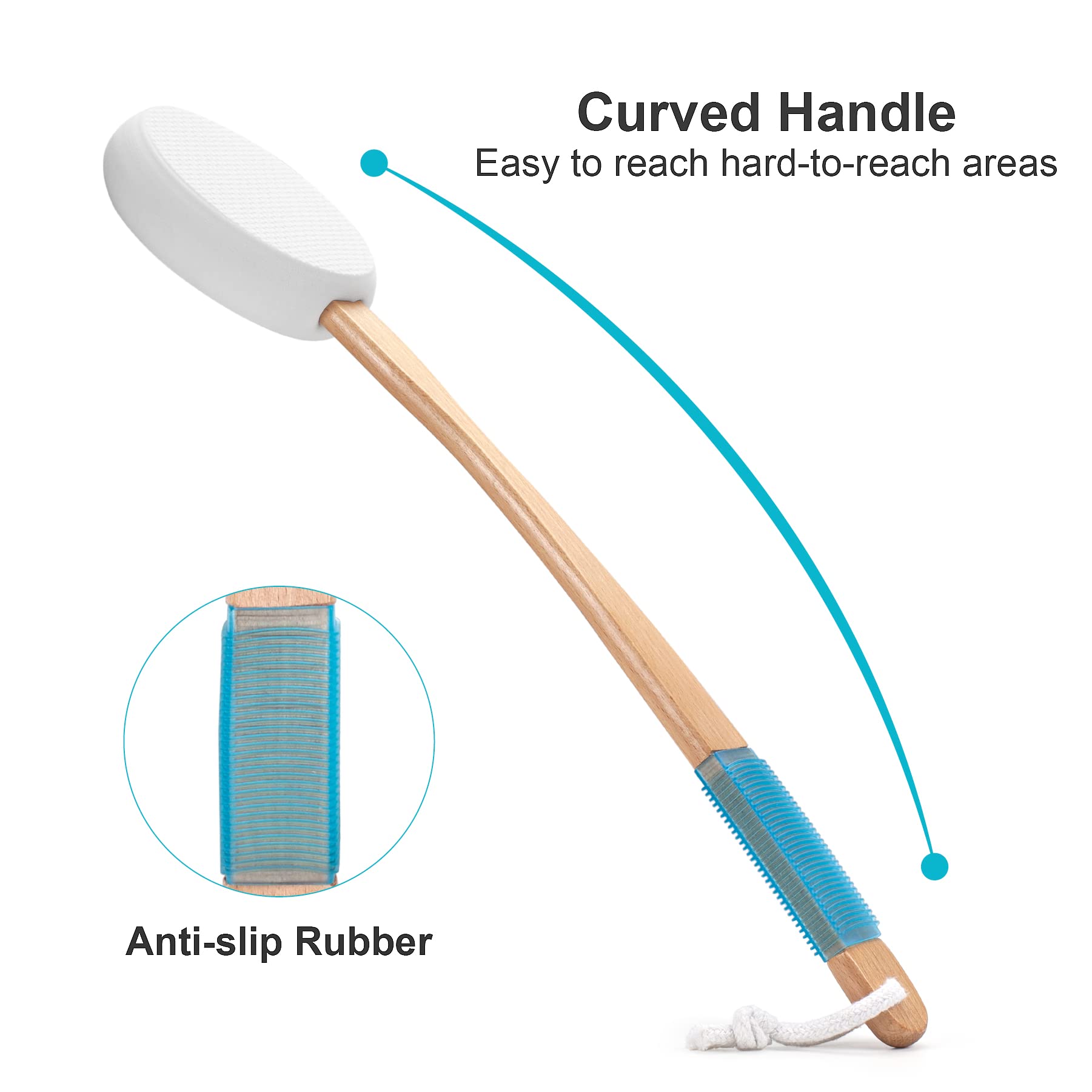 Amazerbath Lotion Applicator For Back, Feet, 4 Replaceable Pads With 1 Long Handled, Apply Cream Medicine Skin Cream Moisturizer