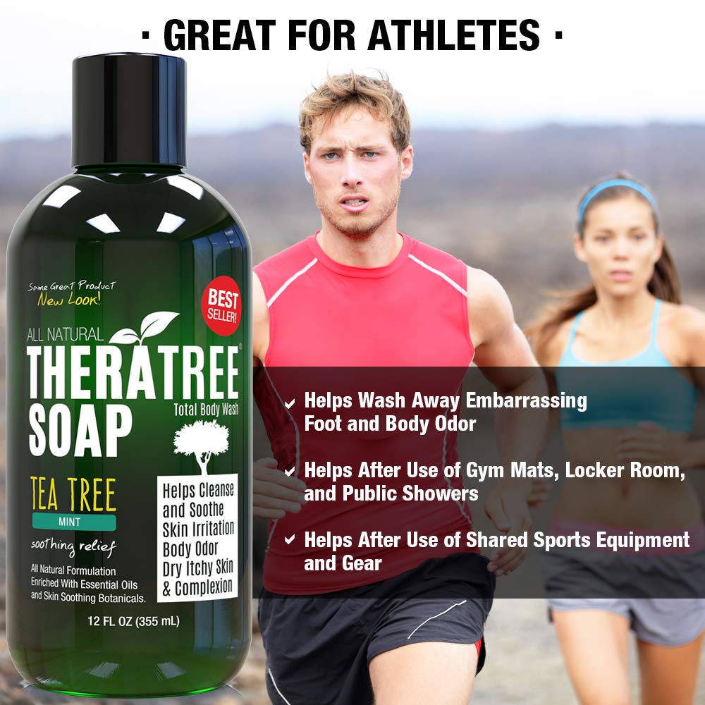 Oleavine TheraTree Tea Tree Oil Soap with Neem Oil - 12oz - Soothes Skin Irritation & Odor, Restores Complexion