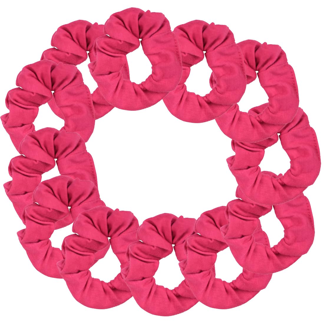 12 Pack Solid Hair Ties Scrunchies (Hot Pink)