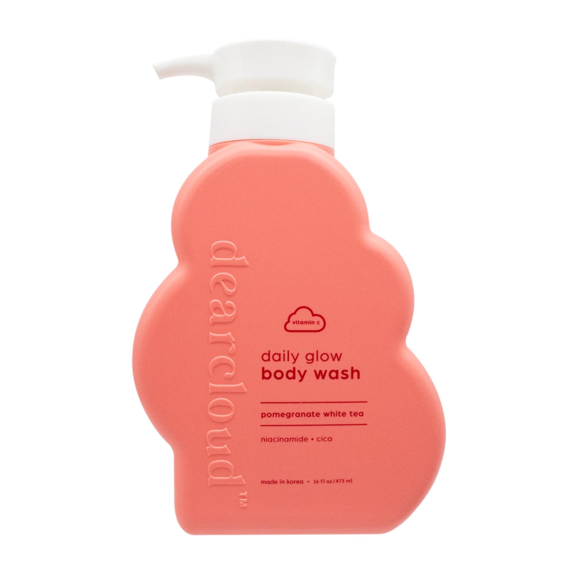 dearcloud Daily Glow Body Wash - Pomegranate White Tea - Niacinamide, Cica & Vitamin C - Exfoliating Body Wash & Bath Soap for W
