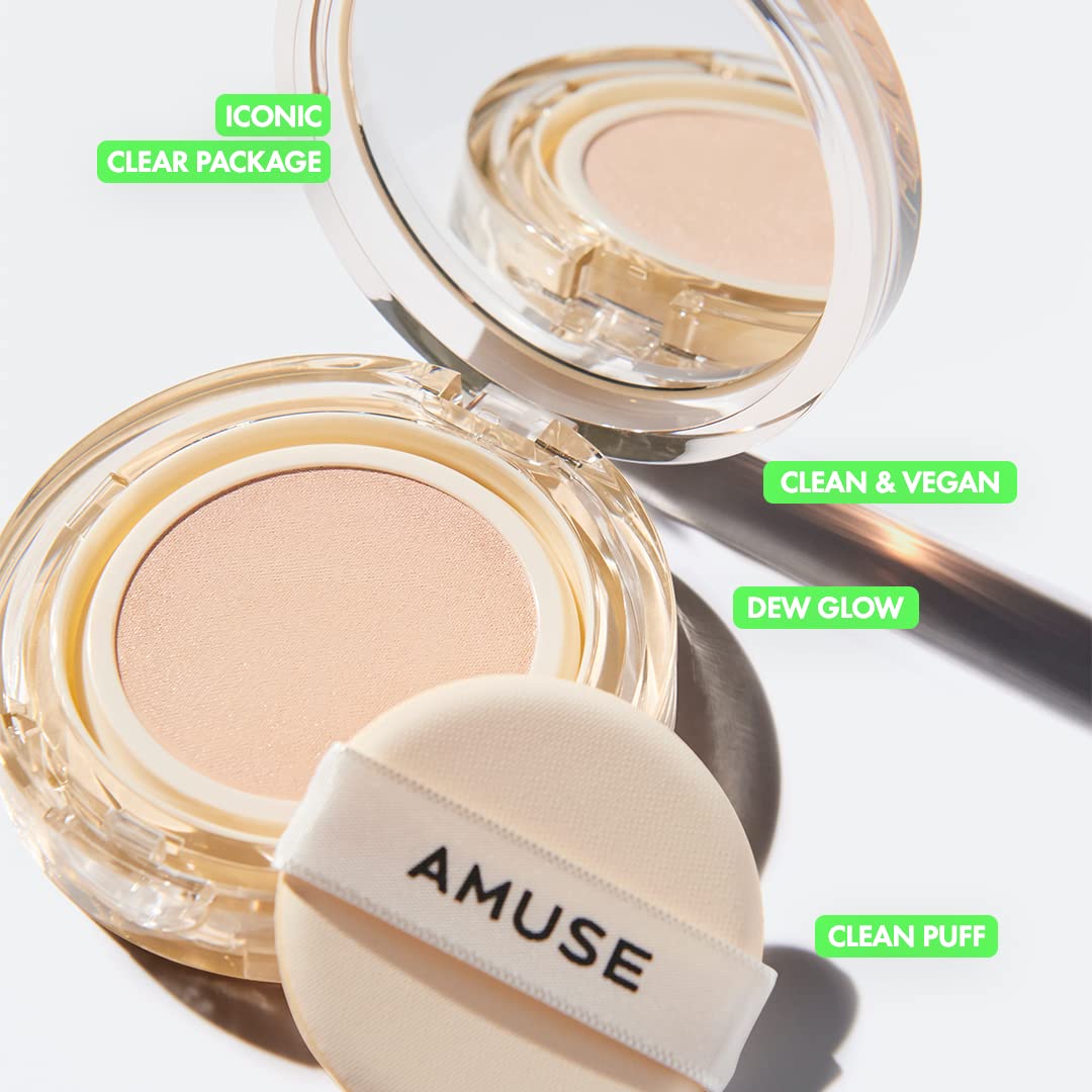 AMUSE Dew Jelly Vegan Cushion Foundation 01 SOONSOO | dewy, glow, long-lasting, double coverage, clean beauty, lightweight, natu