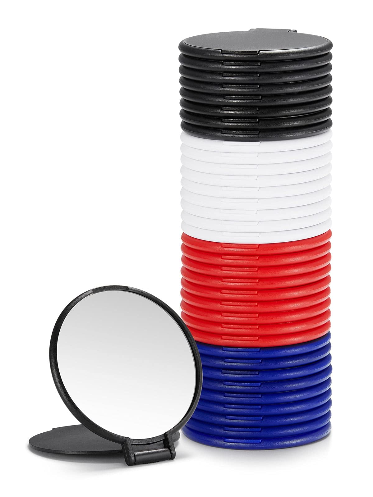 Getinbulk Compact Mirror Bulk, Round Makeup Mirror For Purse, Set Of 12 (4-Color), Red,Blue,Black,White