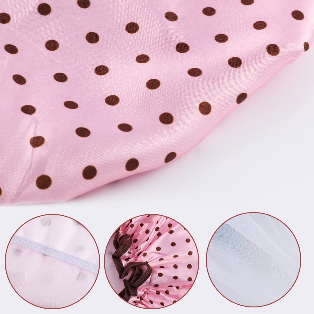 4 Pcs Shower Cap For Women, Shower Cap Reusable Waterproof Double Layers Shower Hat Bath Caps For Short And Medium Hair