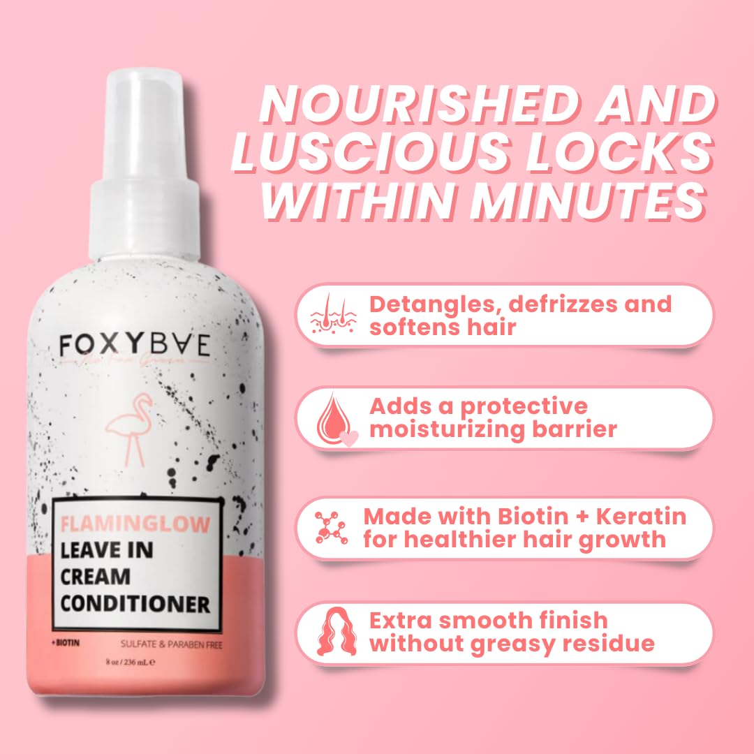 Foxybae Leave In Conditioner Spray - With Biotin - Hair Detangler For Dryness & Damage - Hydrating, Conditioning, Detangling - F
