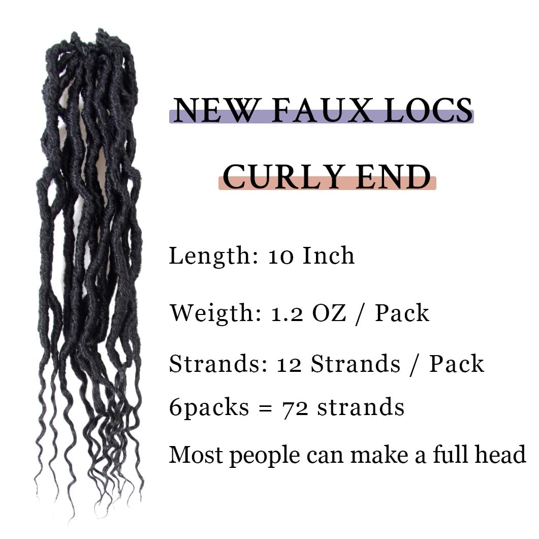 Bohobabe Faux Locs Crochet Hair 10 Inch, Boho Soft Crochet Locs With Curly Ends, Short Bohemian Goddess Locs Crochet Braids For