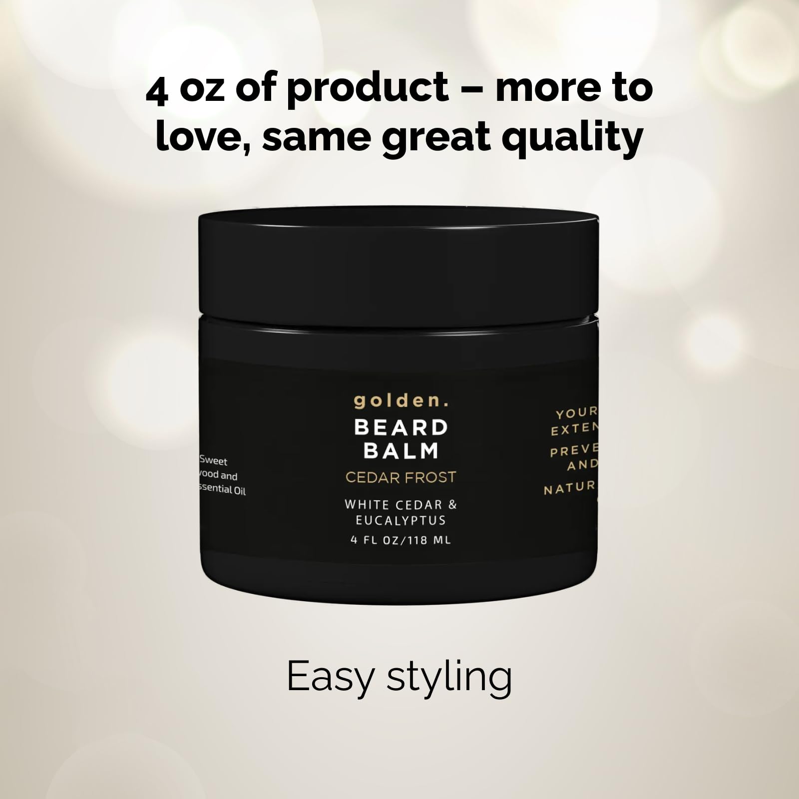 Golden Grooming Beard Balm | Unique Masculine Scent | Shea Butter for Beard Growth | Tames, Moisturizes & Styles - Cedar Frost,