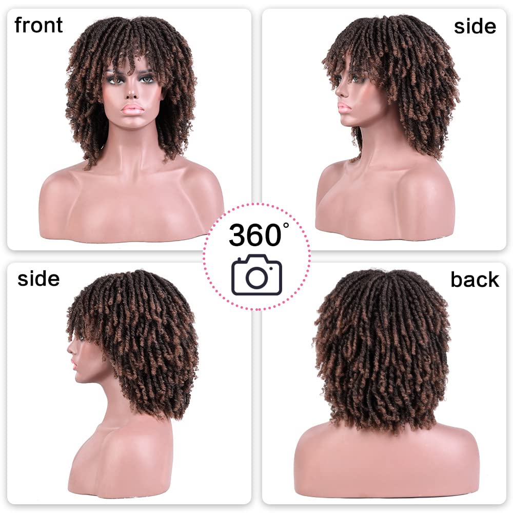 Sun Locs 6 Inch Short Dreadlocks Wigs For Black Women And Man With Clips In Synthetic Faux Locs Braided Wigs Afro Twists Dreadlo